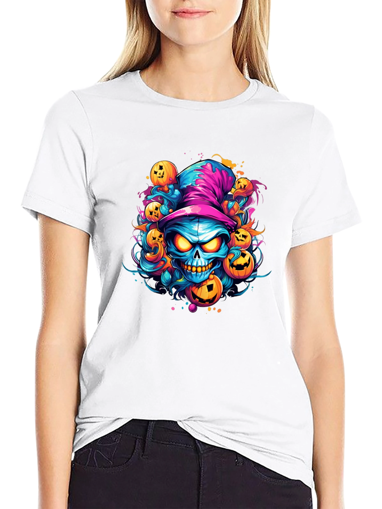Halloween Skull & Pumpkin T-Shirt
