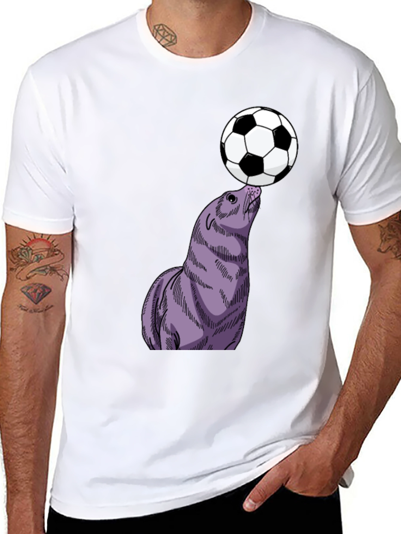 Seal Balancing Soccer Ball T-Shirt