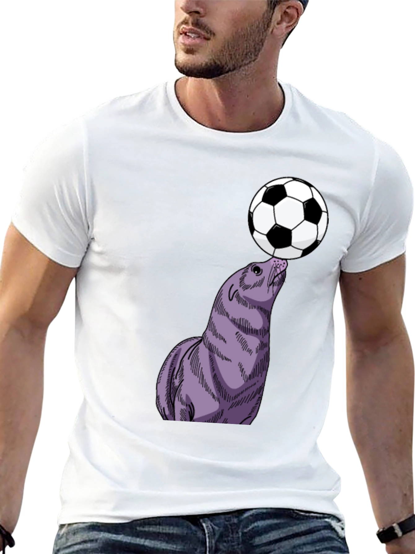 Seal Balancing Soccer Ball T-Shirt