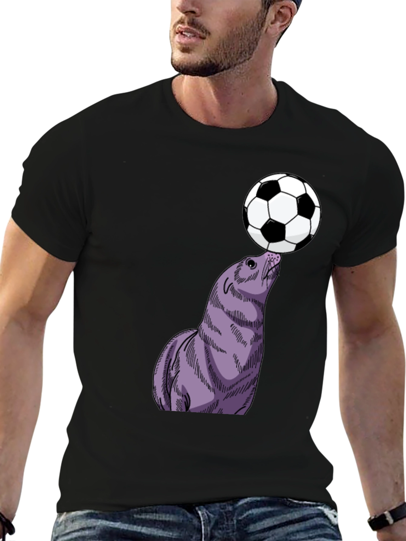 Seal Balancing Soccer Ball T-Shirt