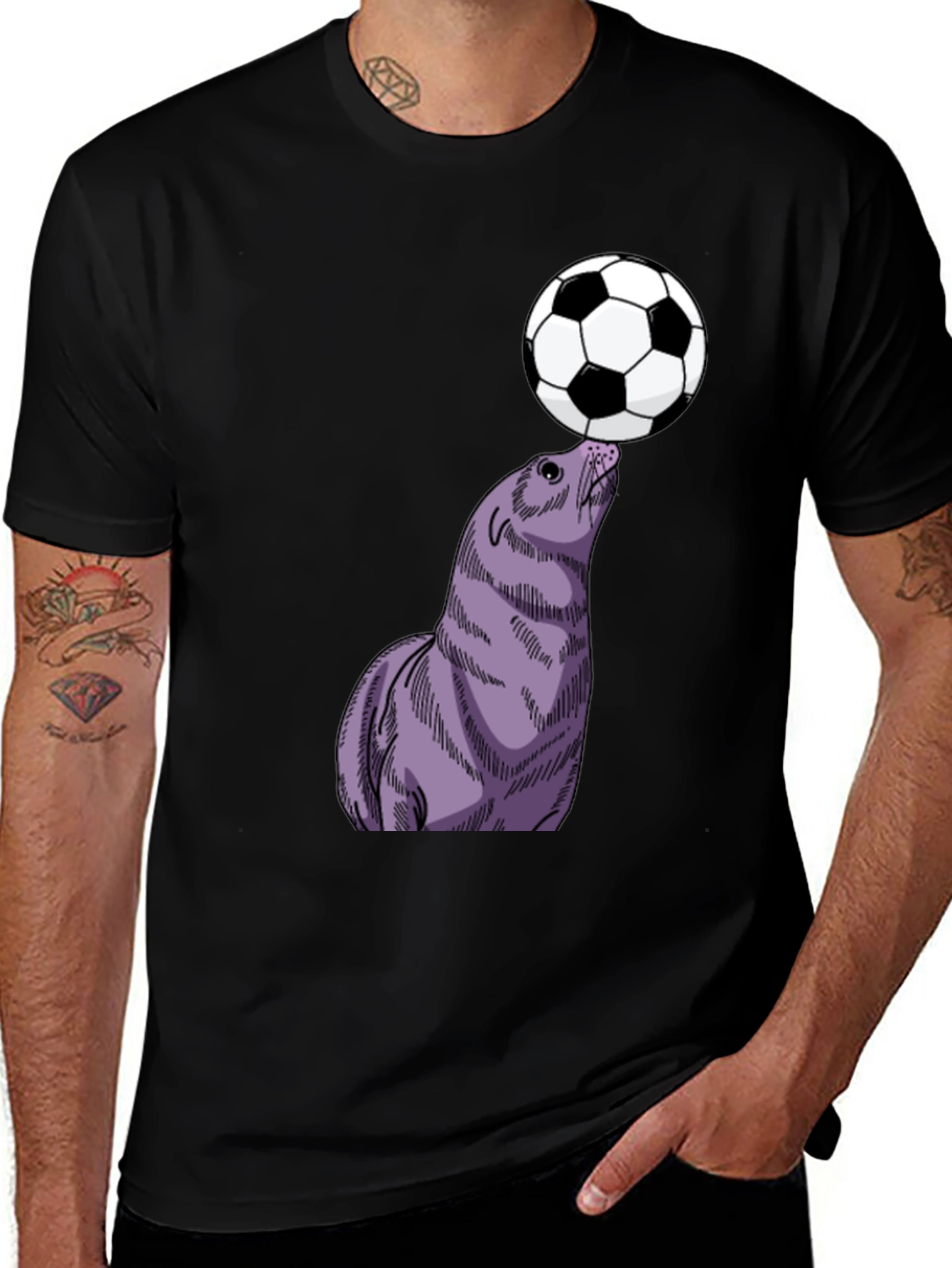 Seal Balancing Soccer Ball T-Shirt