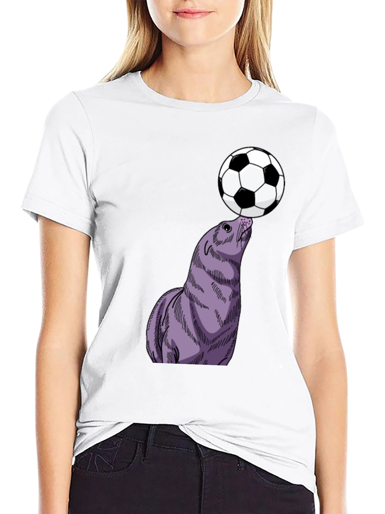 Seal Balancing Soccer Ball T-Shirt