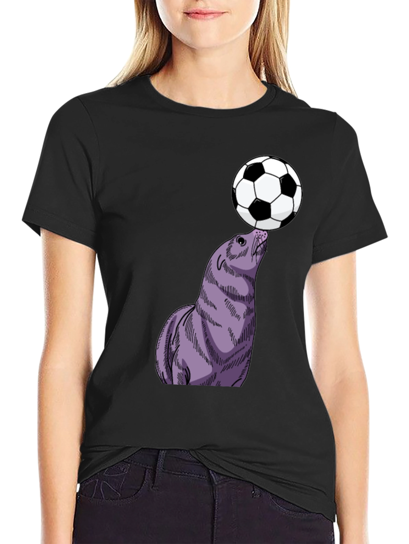 Seal Balancing Soccer Ball T-Shirt