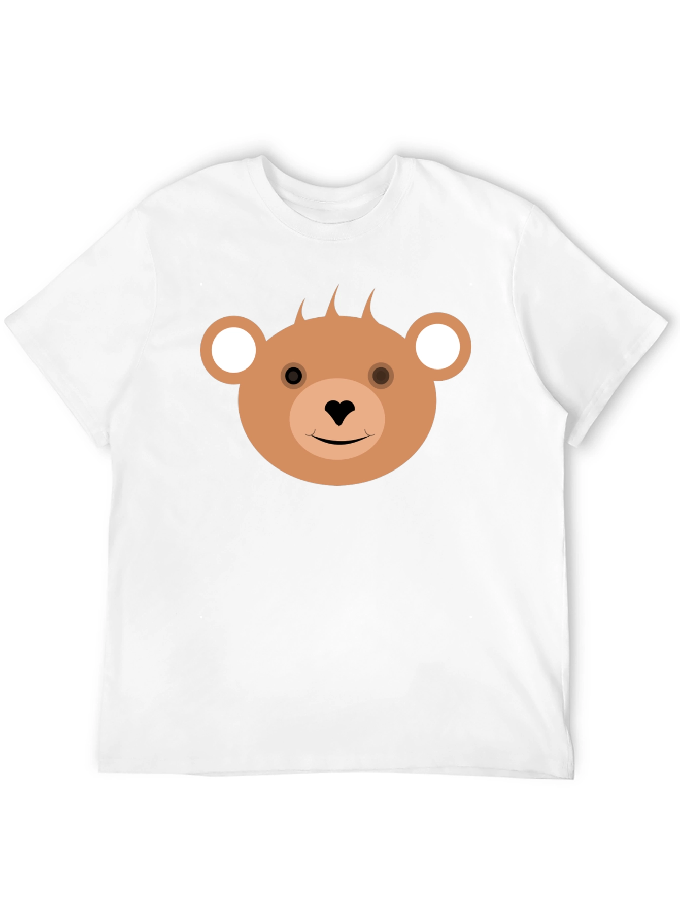 Cute Bear Face Black T-Shirt for Casual Wear