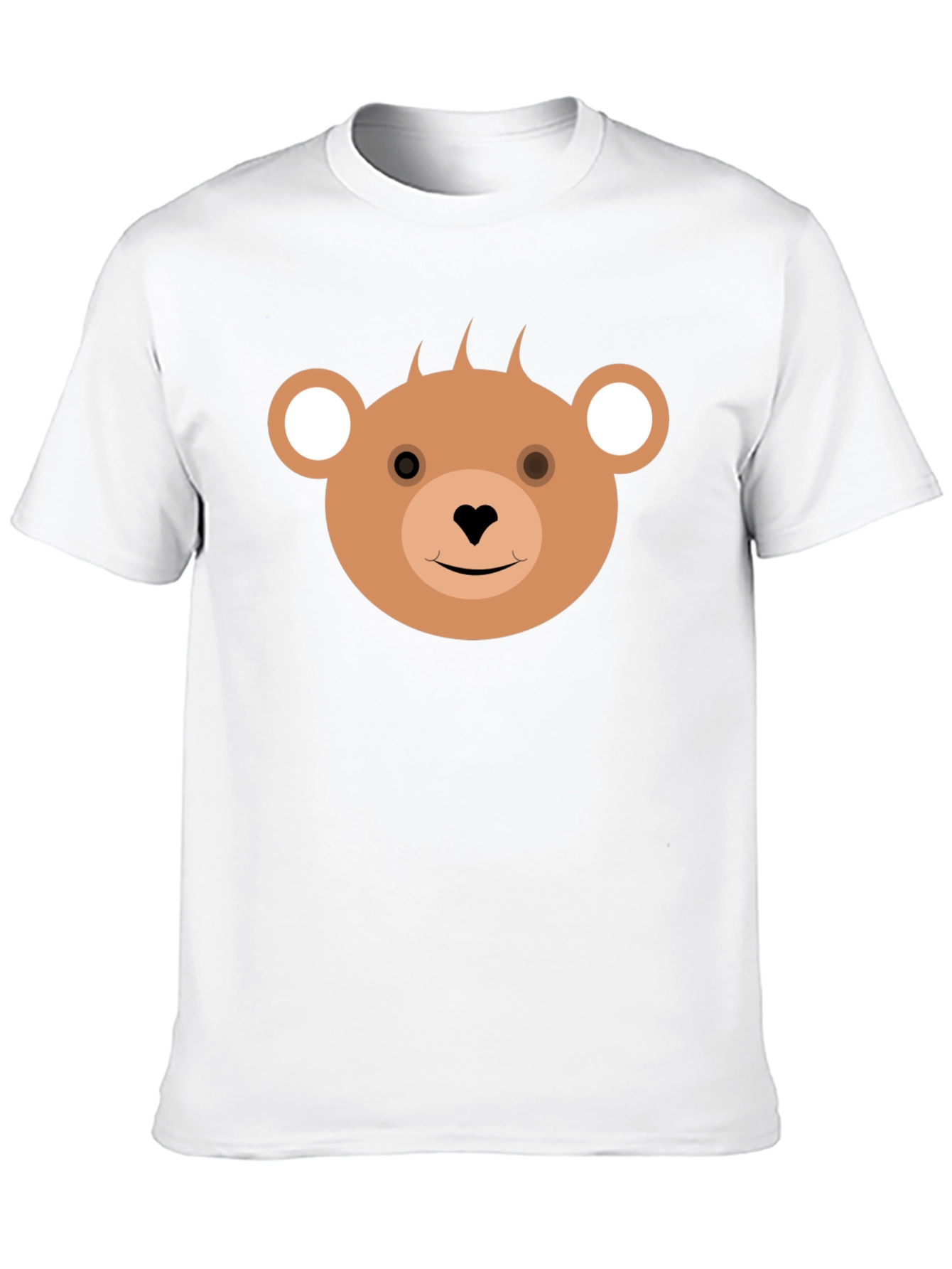 Cute Bear Face Black T-Shirt for Casual Wear