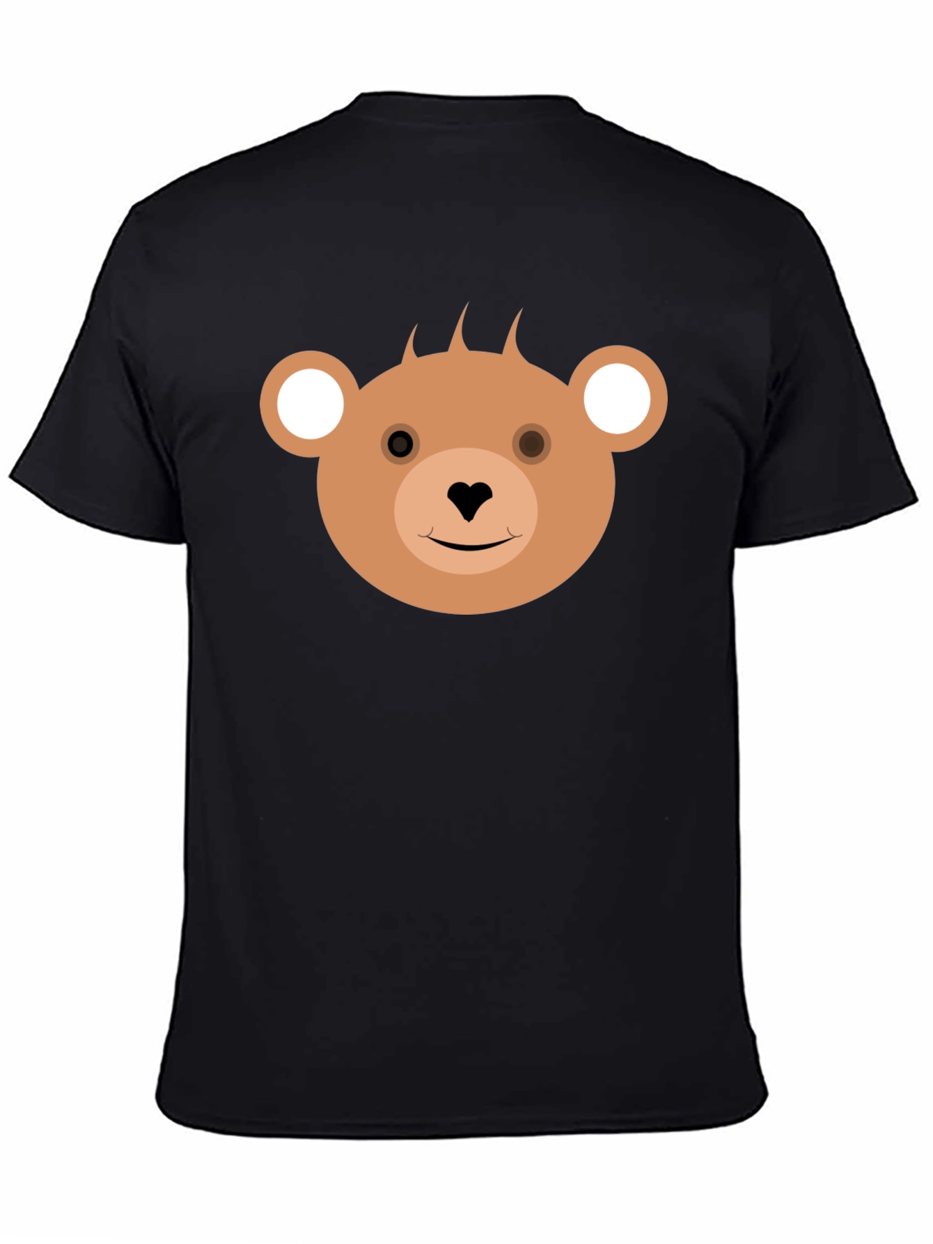 Cute Bear Face Black T-Shirt for Casual Wear