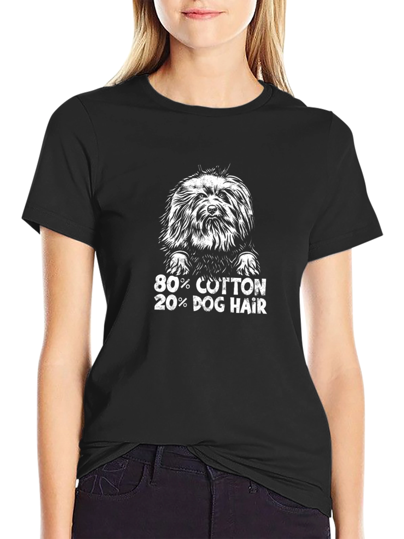 80% Cotton 20% Dog Hair Black T-Shirt