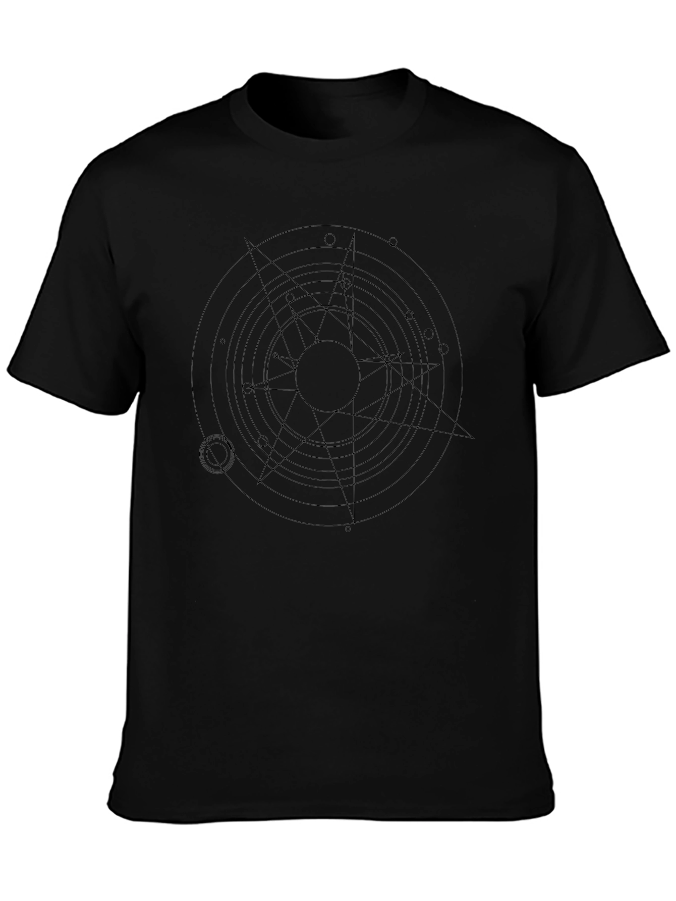 Geometric Circle Star Graphic Black T-Shirt