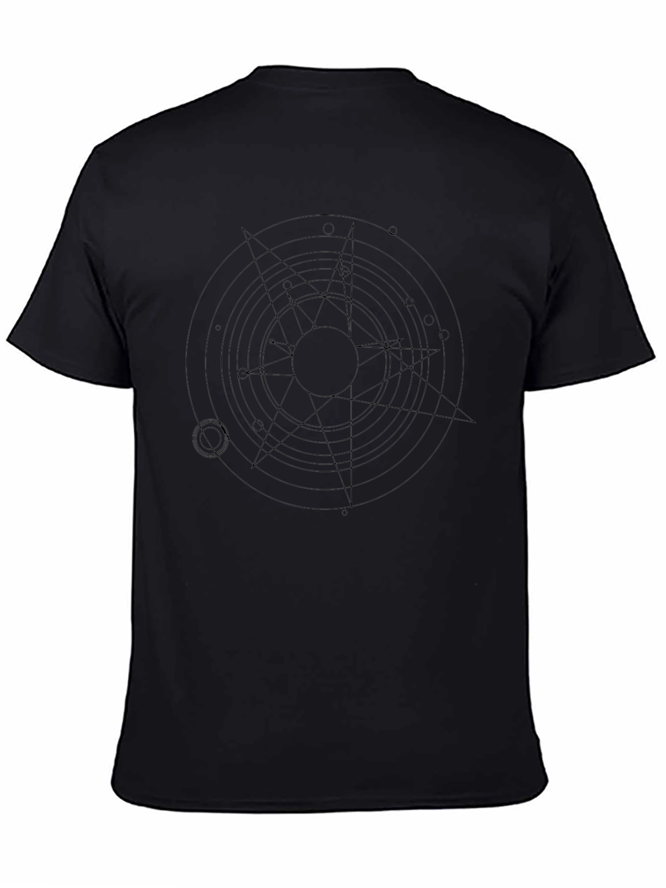 Geometric Circle Star Graphic Black T-Shirt