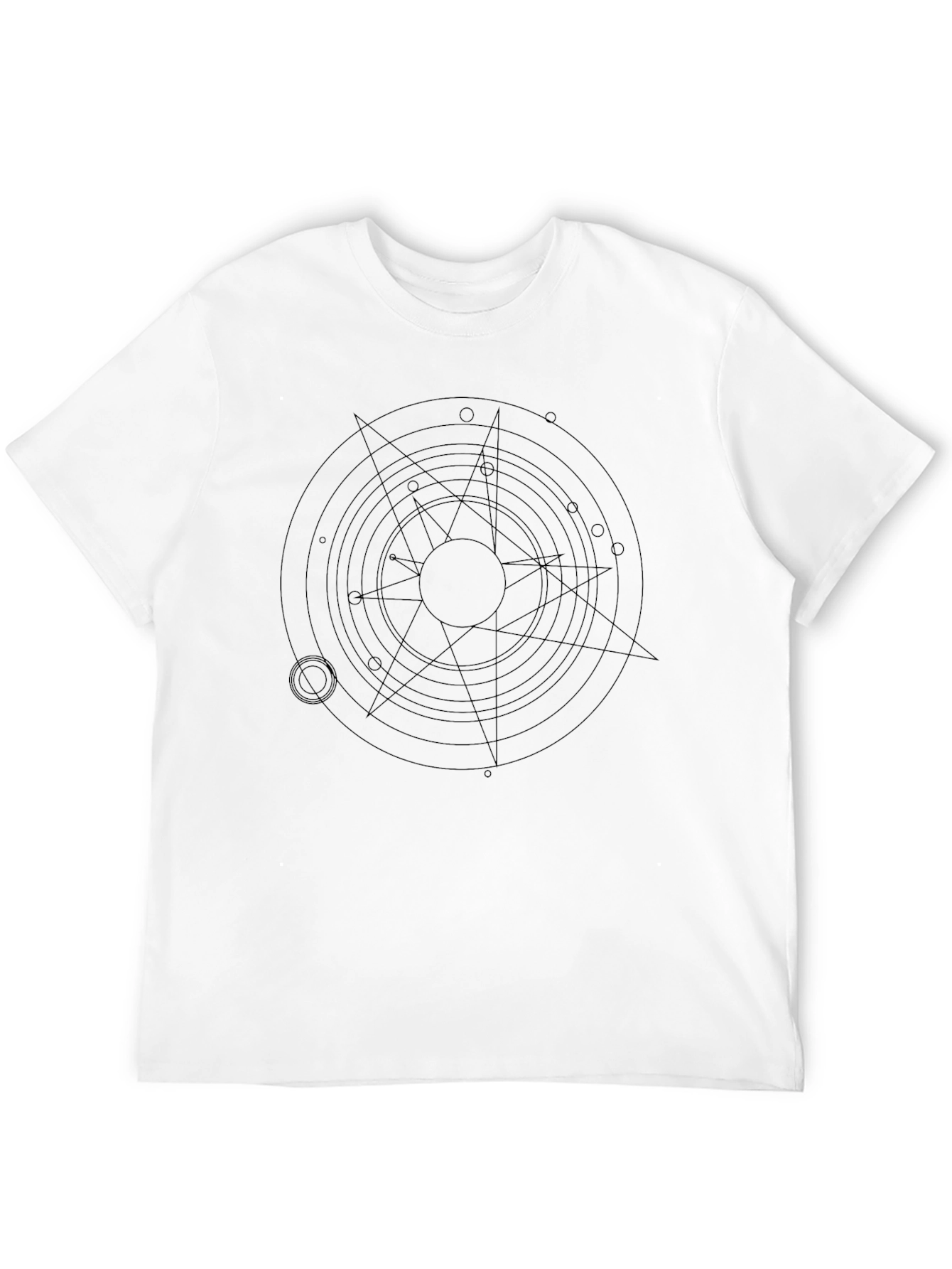 Geometric Circle Star Graphic Black T-Shirt