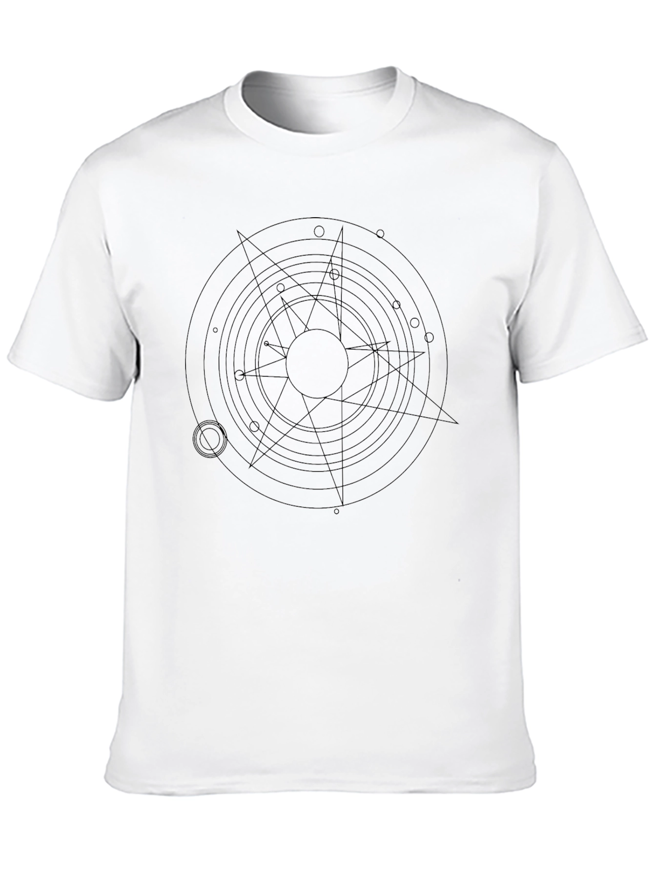 Geometric Circle Star Graphic Black T-Shirt