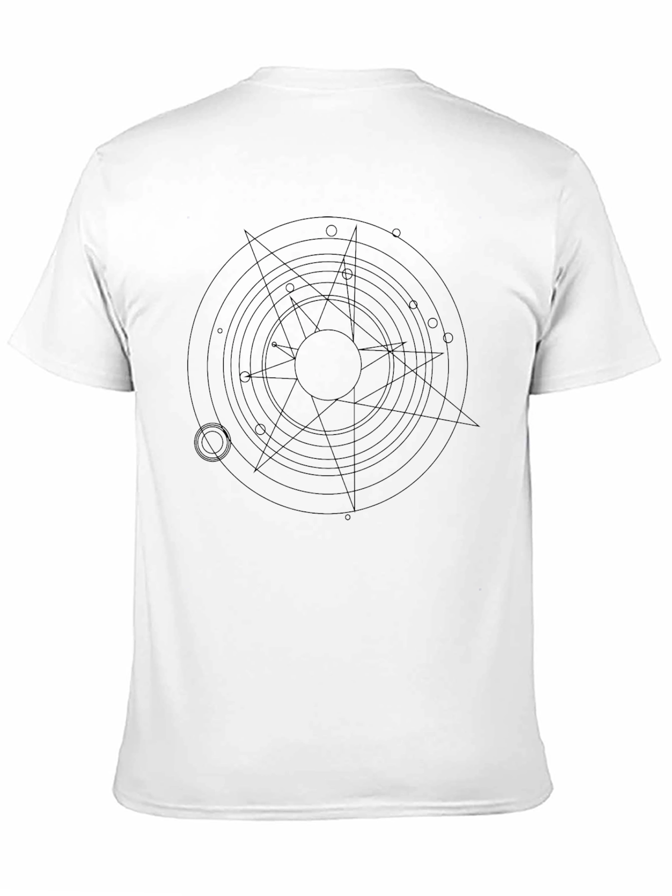 Geometric Circle Star Graphic Black T-Shirt