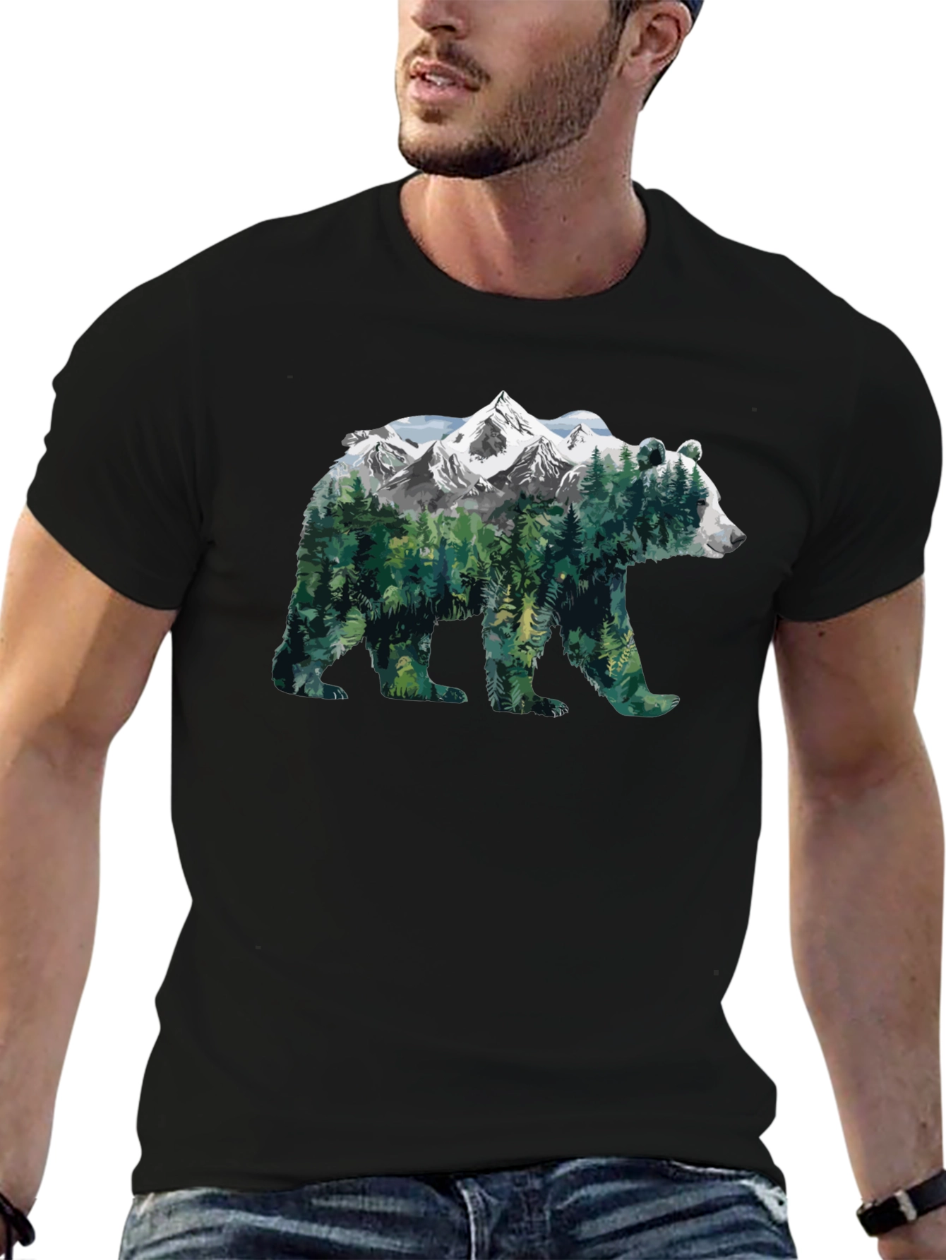 Nature Bear Graphic Tee - Mens Black T-Shirt