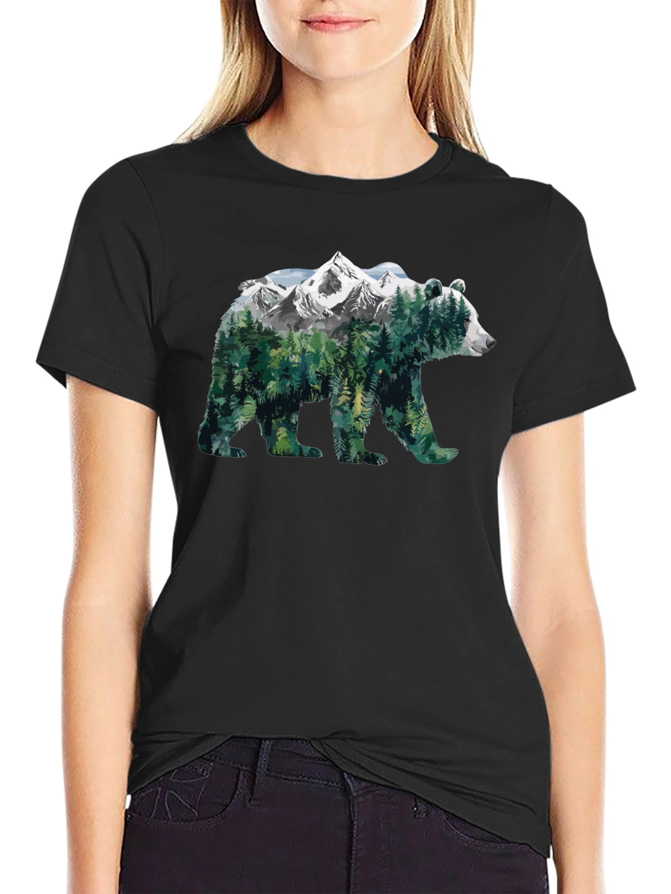 Nature Bear Graphic Tee - Mens Black T-Shirt