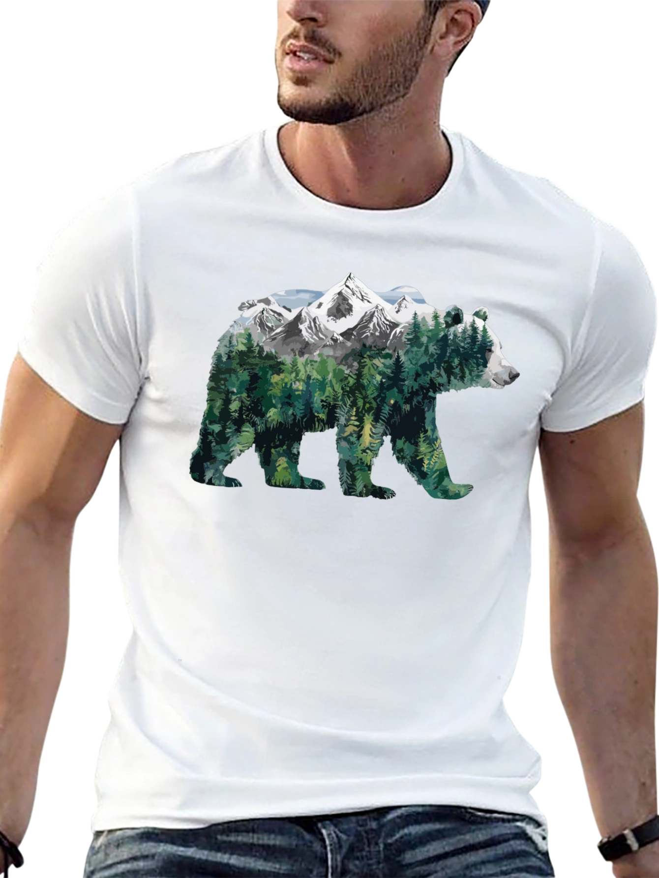 Nature Bear Graphic Tee - Mens Black T-Shirt