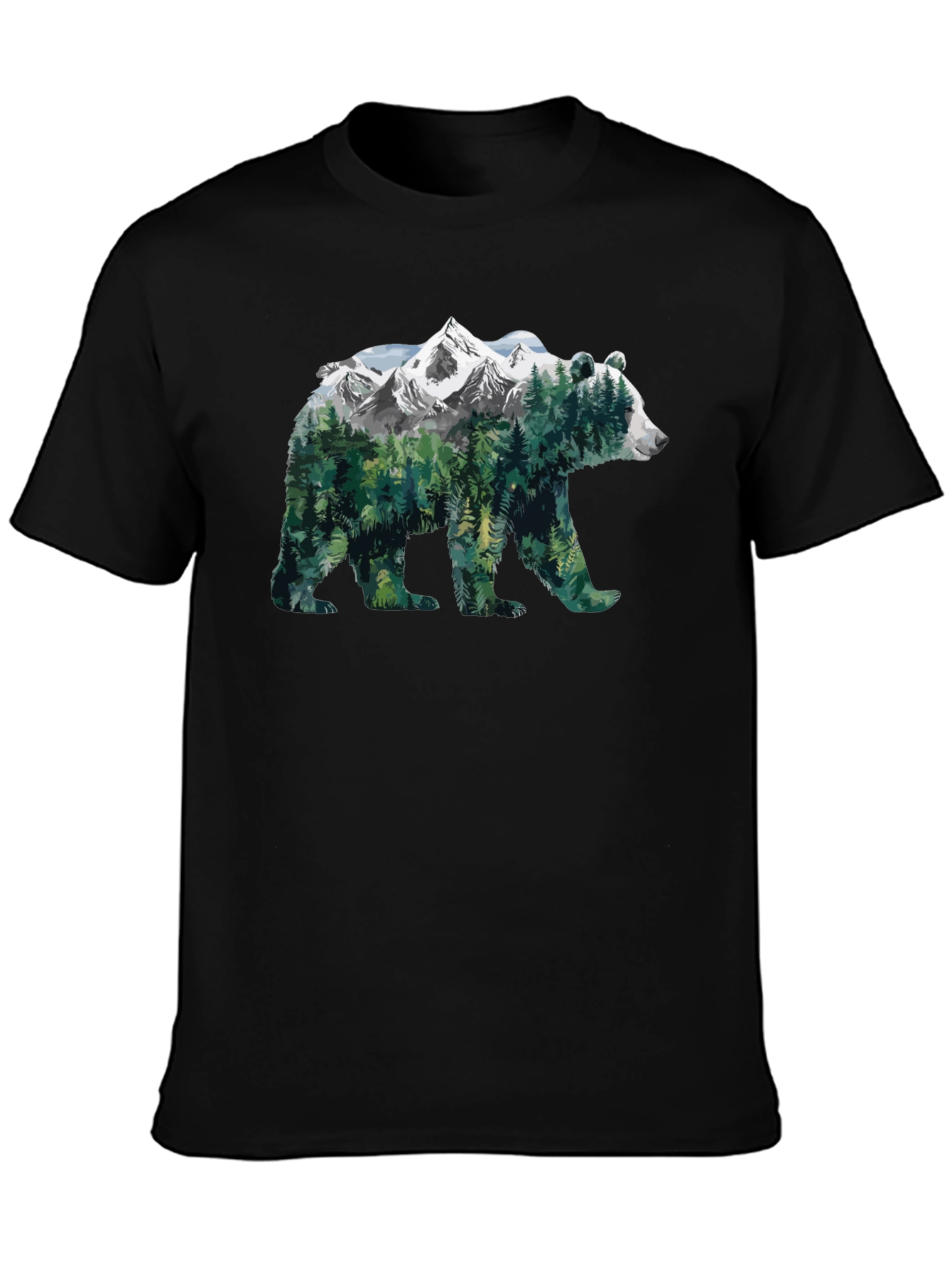 Nature Bear Graphic Tee - Mens Black T-Shirt