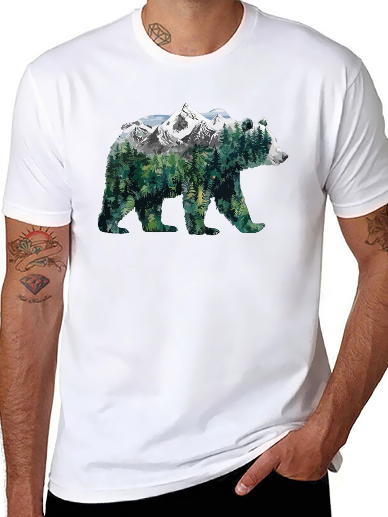 Nature Bear Graphic Tee - Mens Black T-Shirt