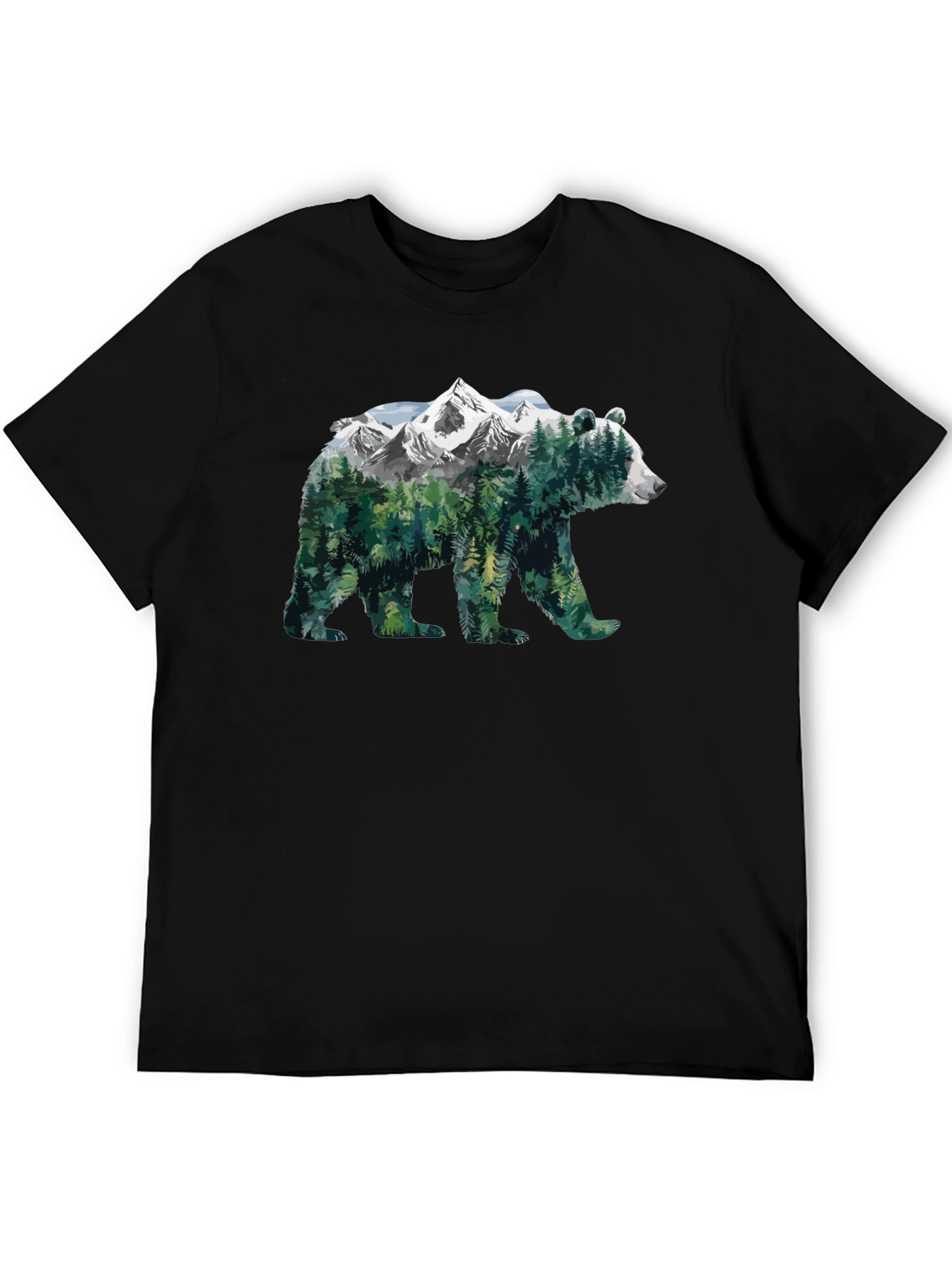 Nature Bear Graphic Tee - Mens Black T-Shirt
