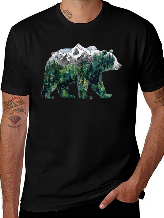 Nature Bear Graphic Tee - Mens Black T-Shirt