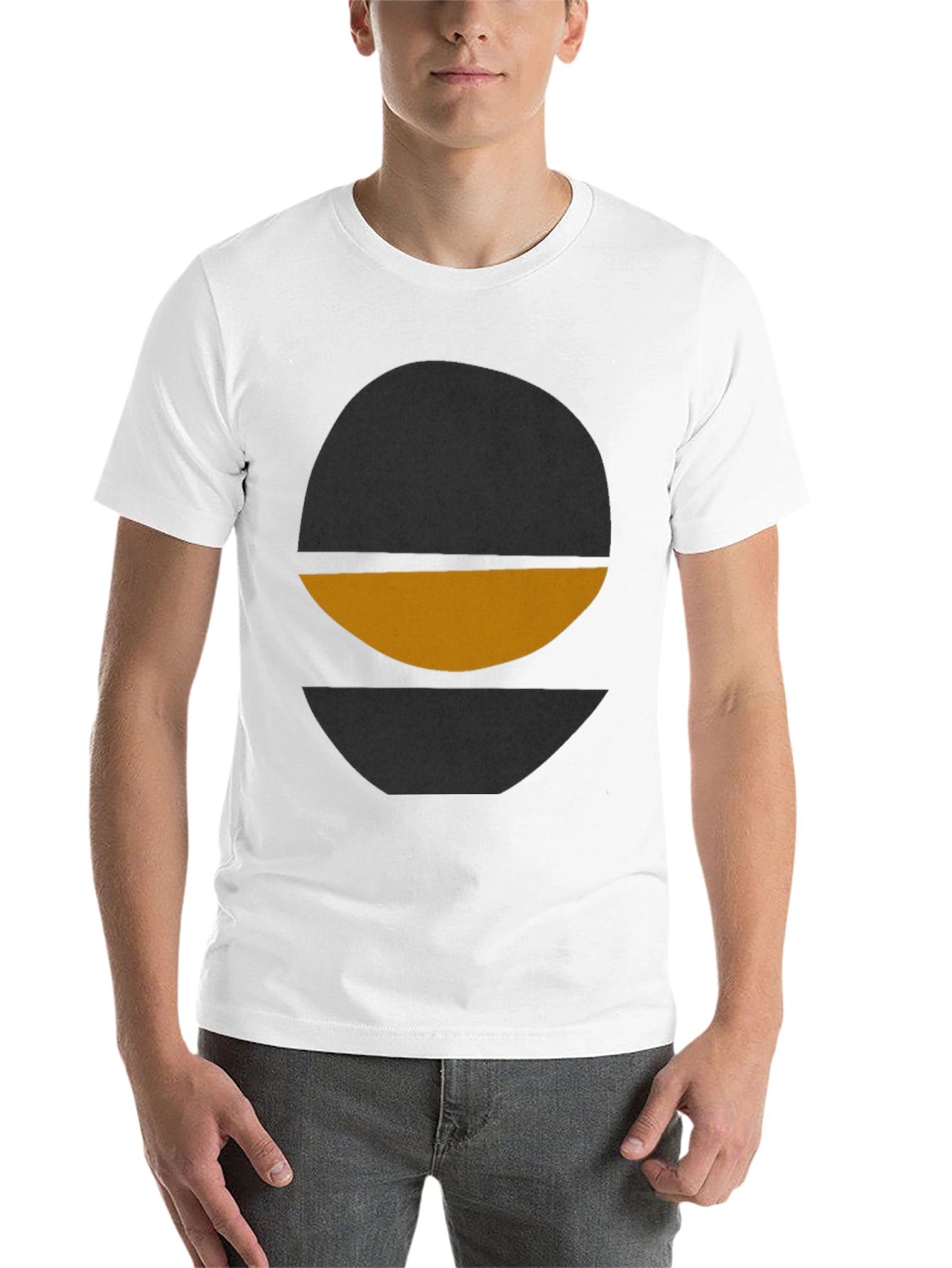 Modern Graphic Tee - Abstract Circle Design - Black