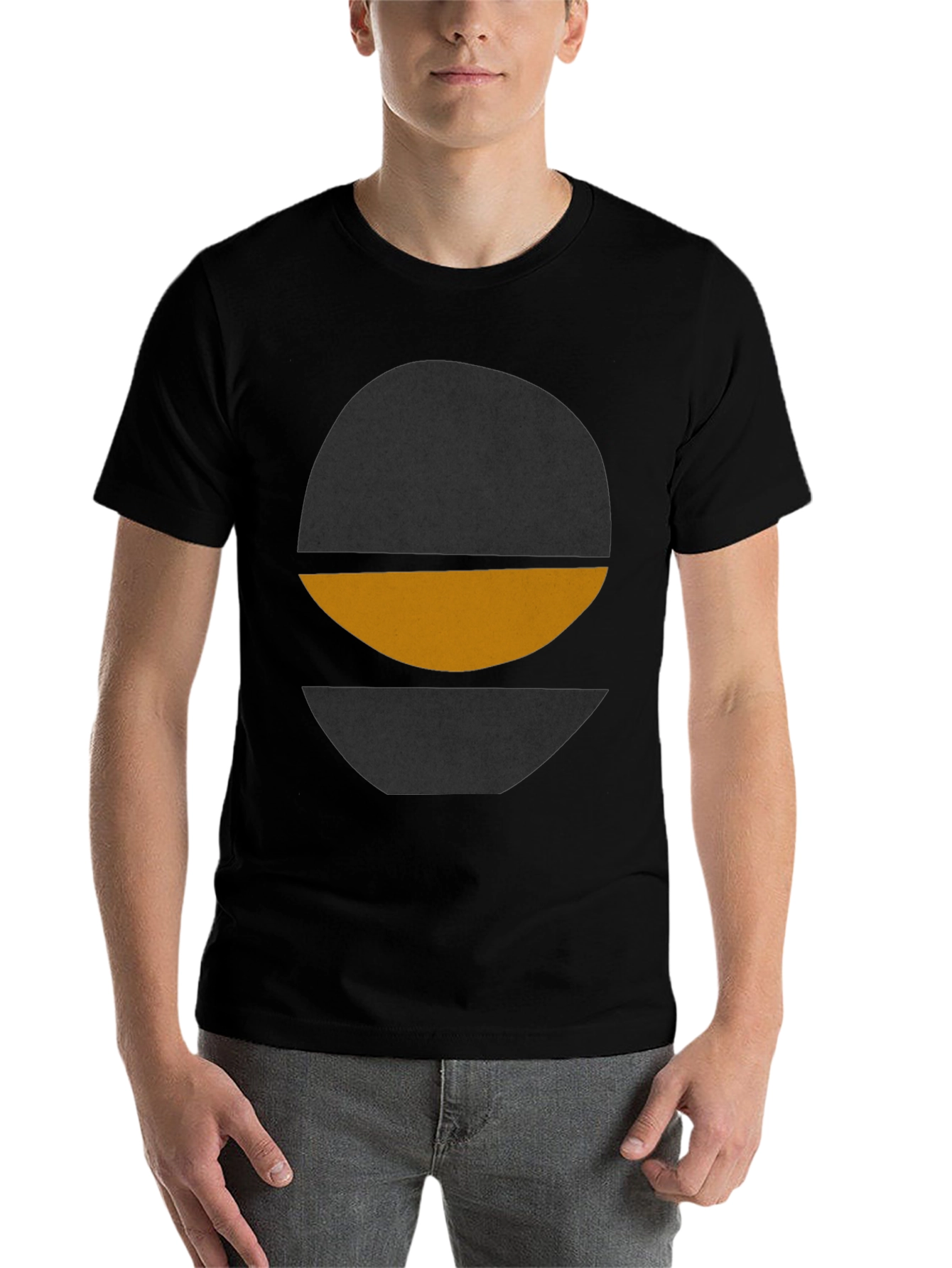 Modern Graphic Tee - Abstract Circle Design - Black