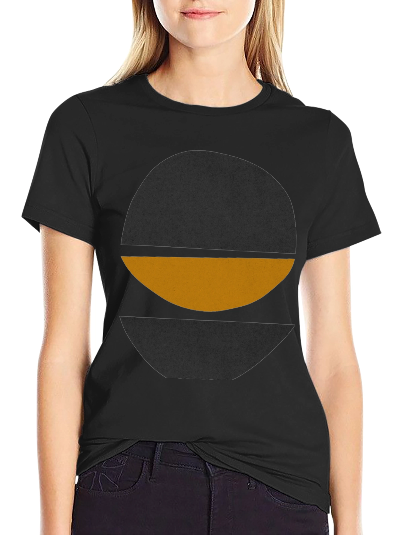 Modern Graphic Tee - Abstract Circle Design - Black