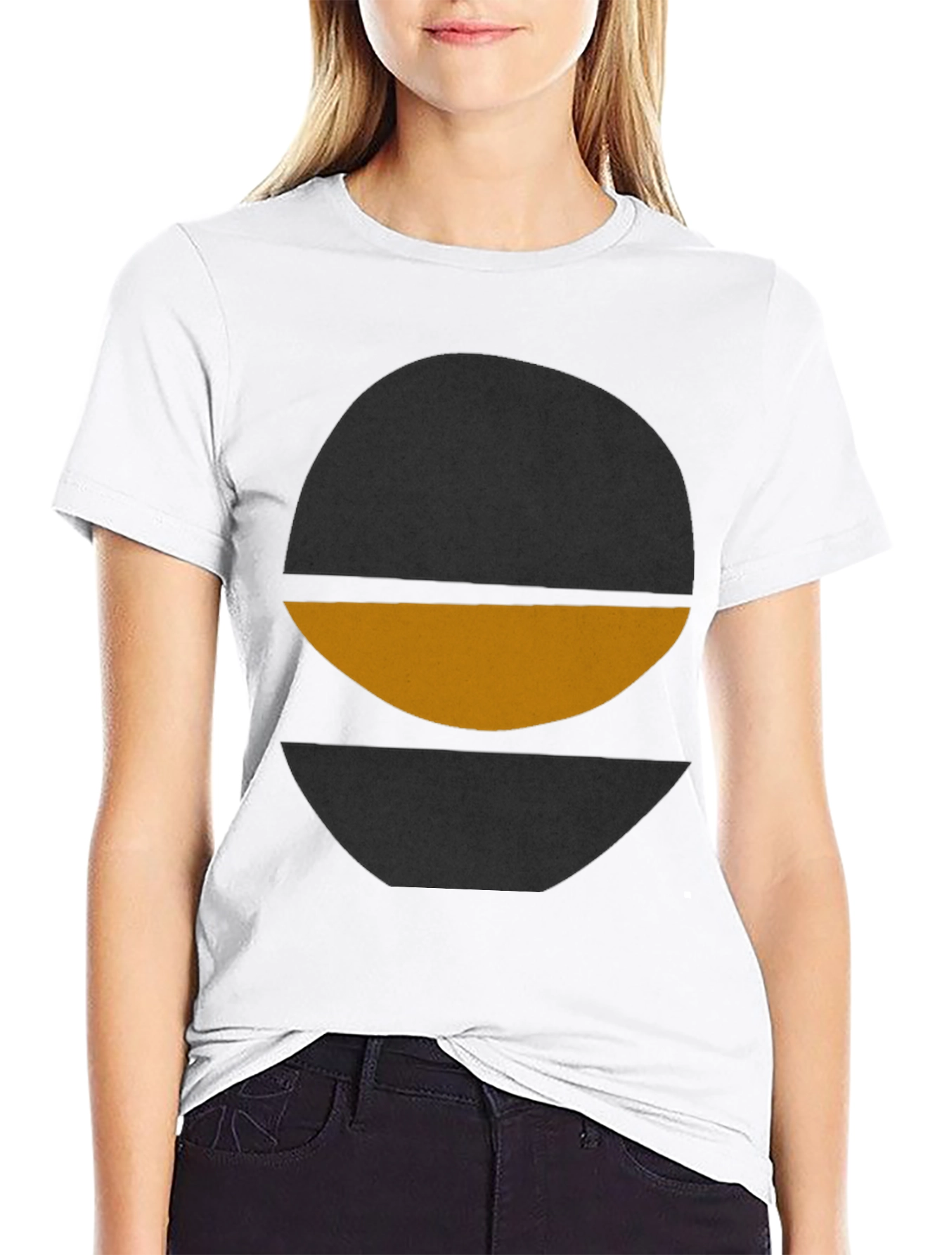 Modern Graphic Tee - Abstract Circle Design - Black