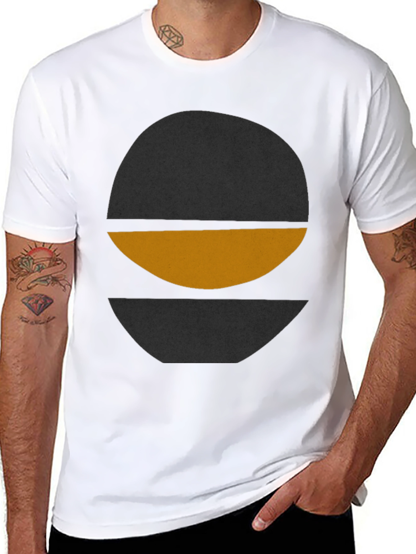 Modern Graphic Tee - Abstract Circle Design - Black
