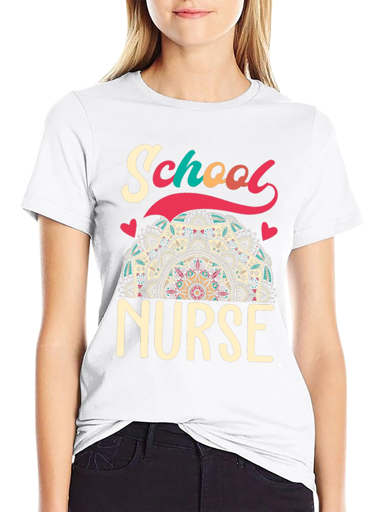 School Nurse T-Shirt - Mandala Design