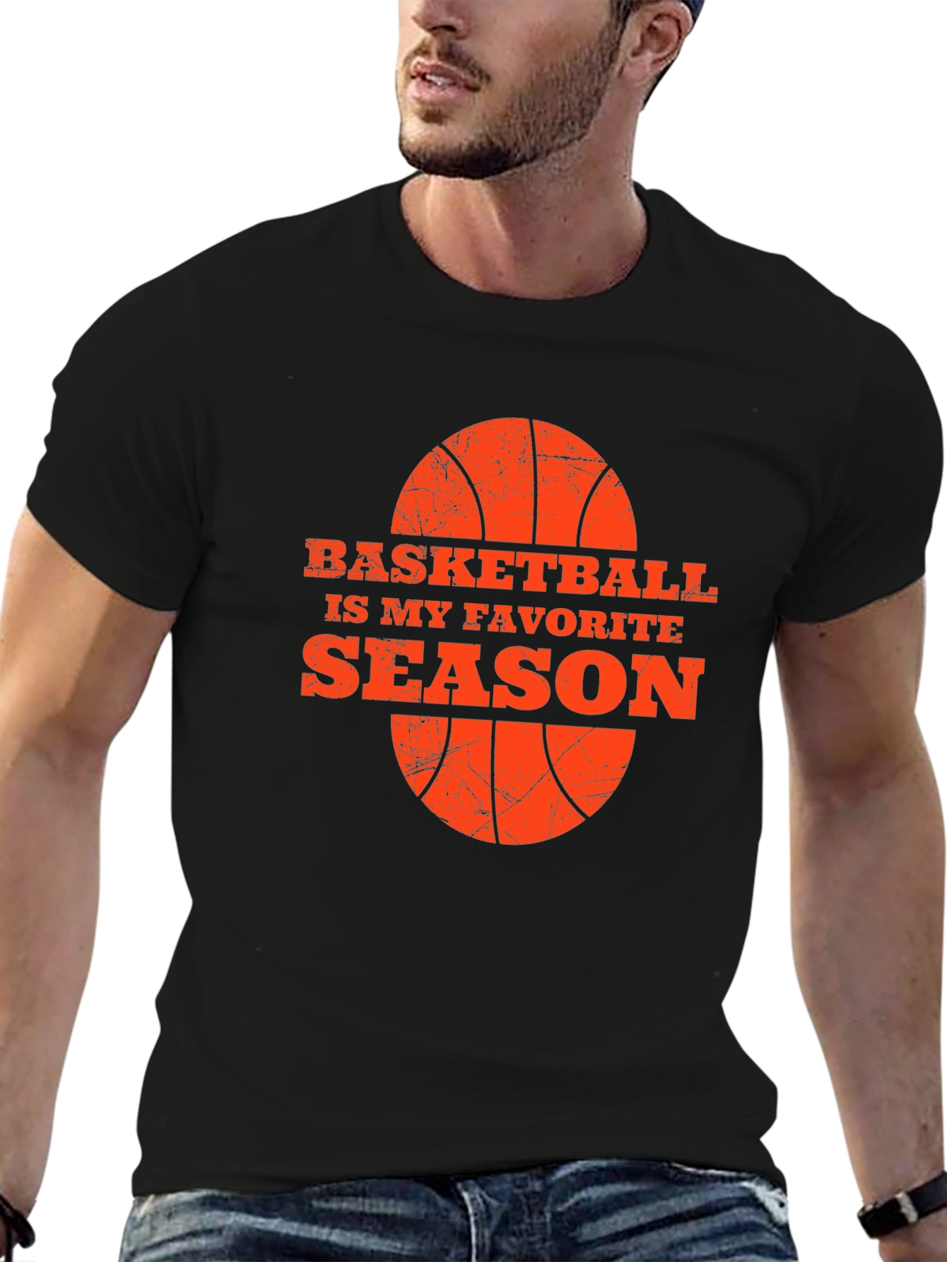 Basketball Season Favorite Tee - Black Graphic T-Shirt