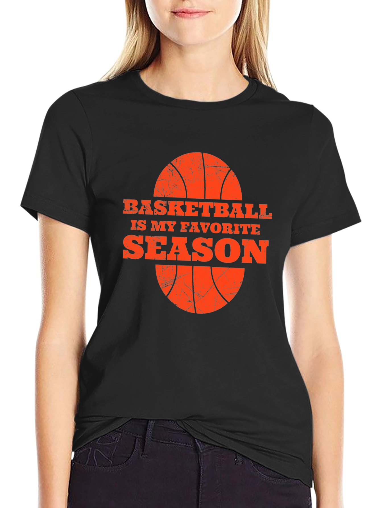 Basketball Season Favorite Tee - Black Graphic T-Shirt