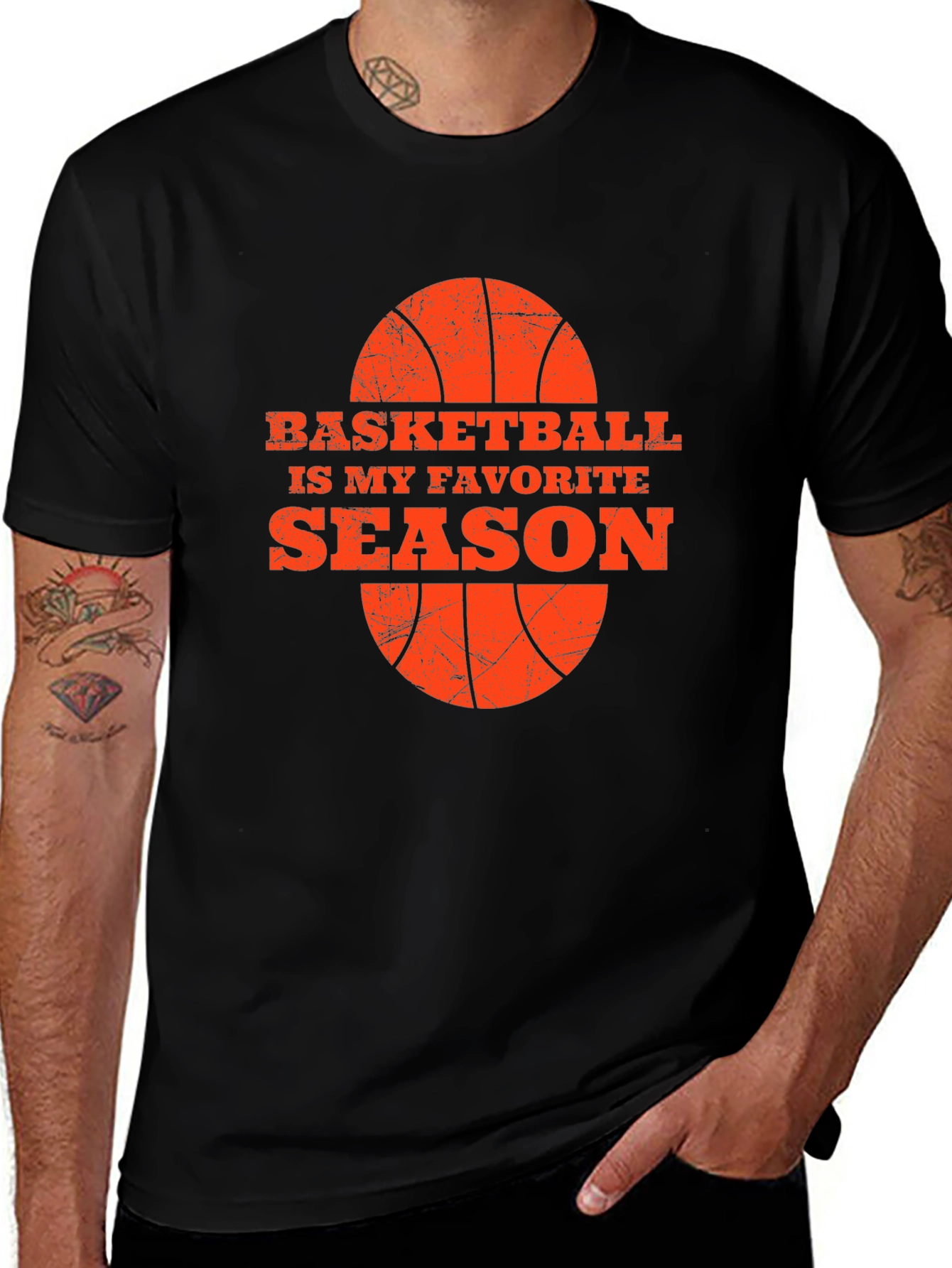 Basketball Season Favorite Tee - Black Graphic T-Shirt