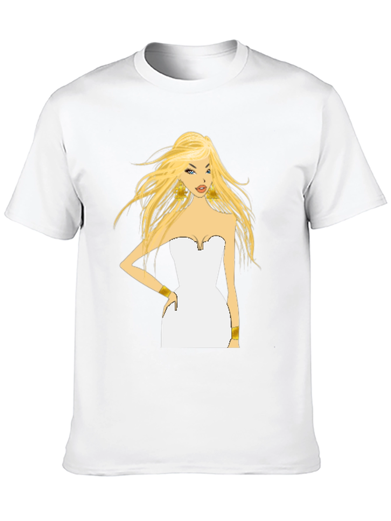 Blonde Cartoon Woman Black T-Shirt