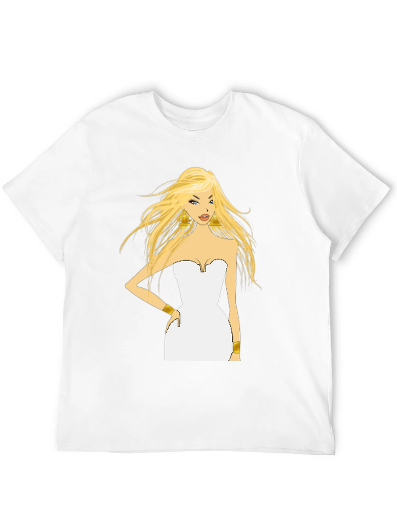 Blonde Cartoon Woman Black T-Shirt