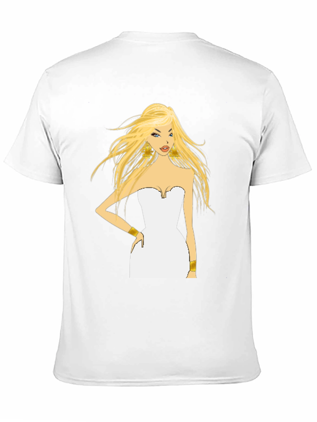 Blonde Cartoon Woman Black T-Shirt