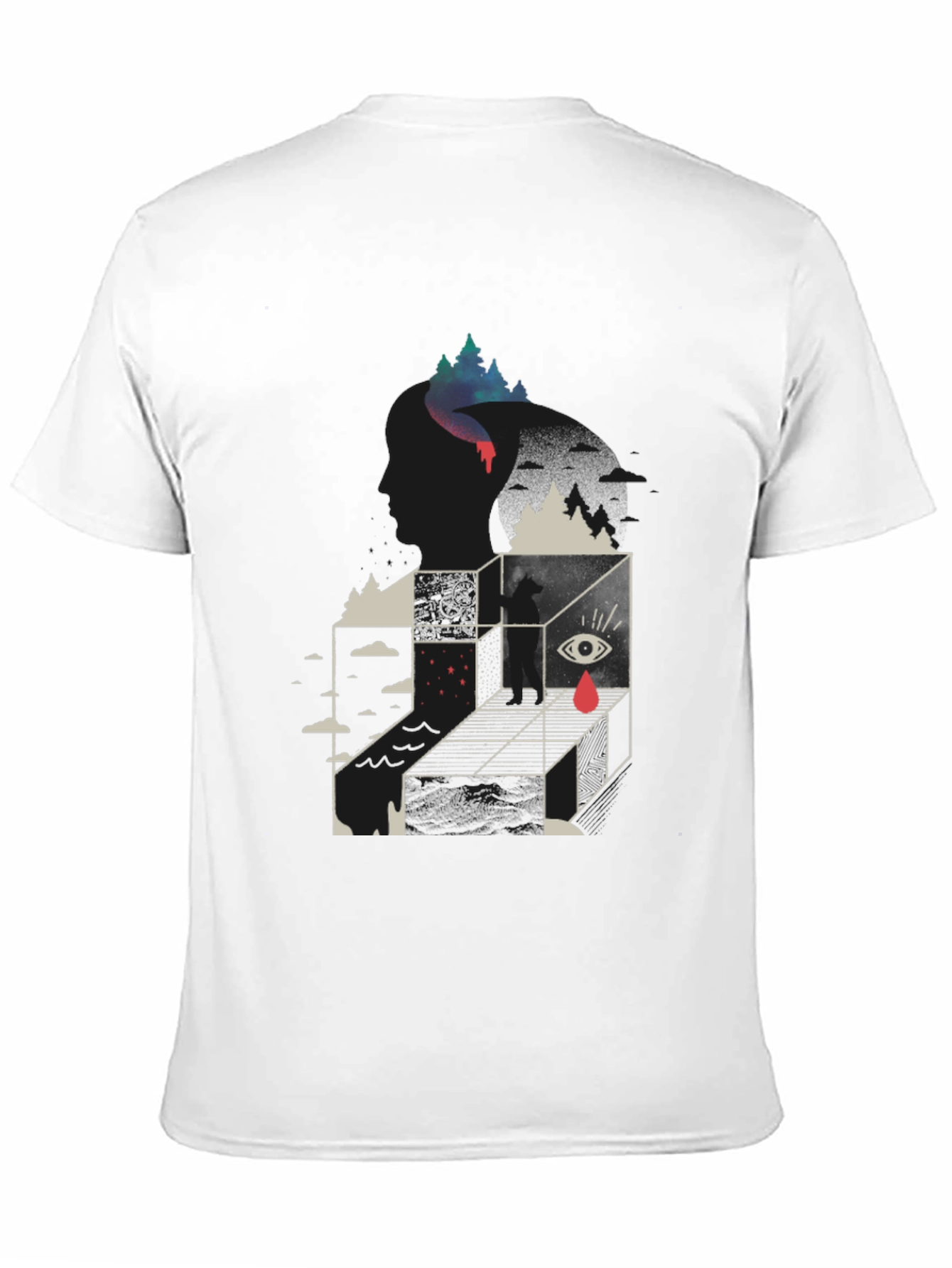 Surreal Graphic Tee - Mens Black Cotton Blend T-Shirt