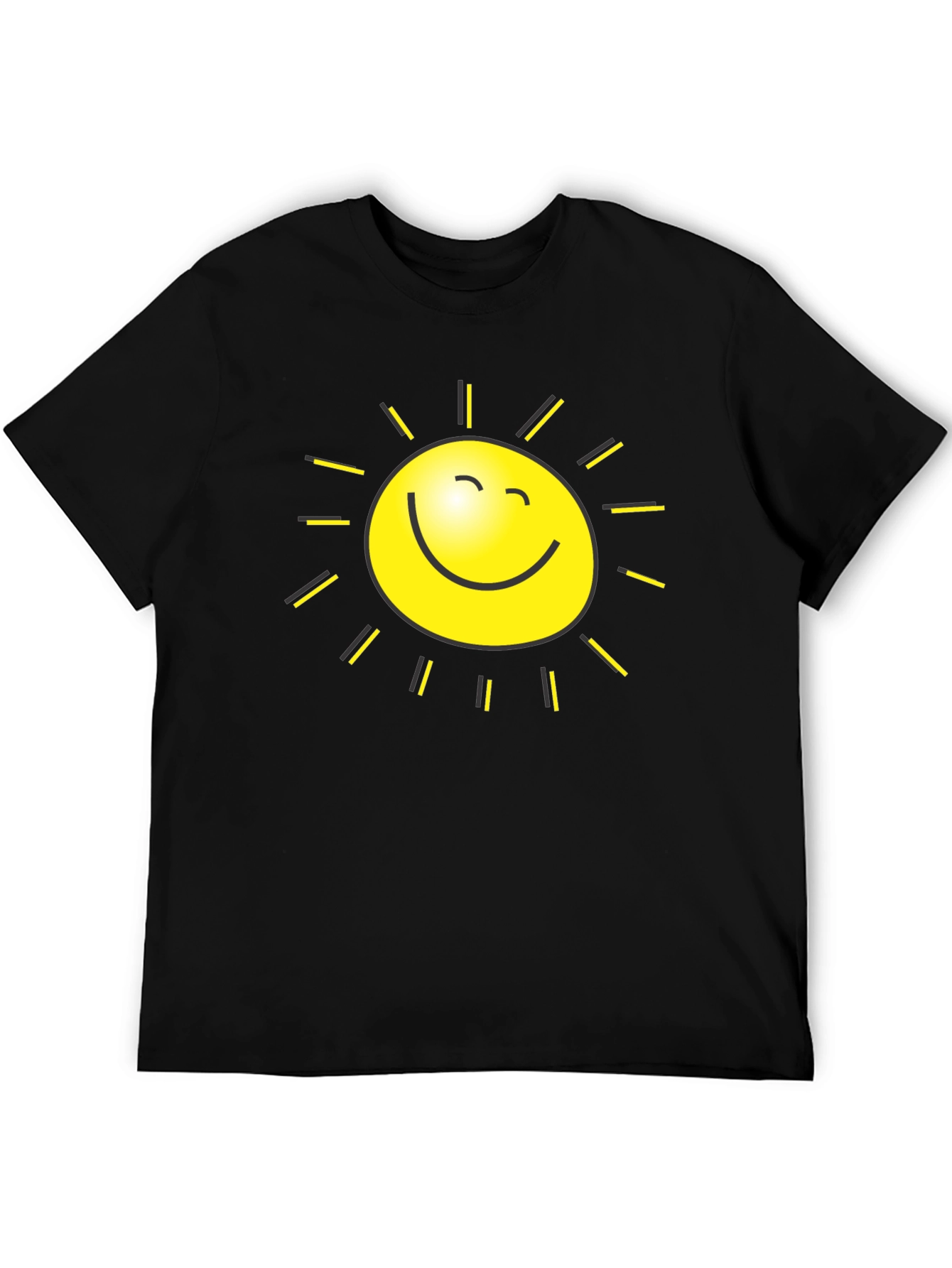 Happy Sun Graphic Tee - Black Cotton Blend