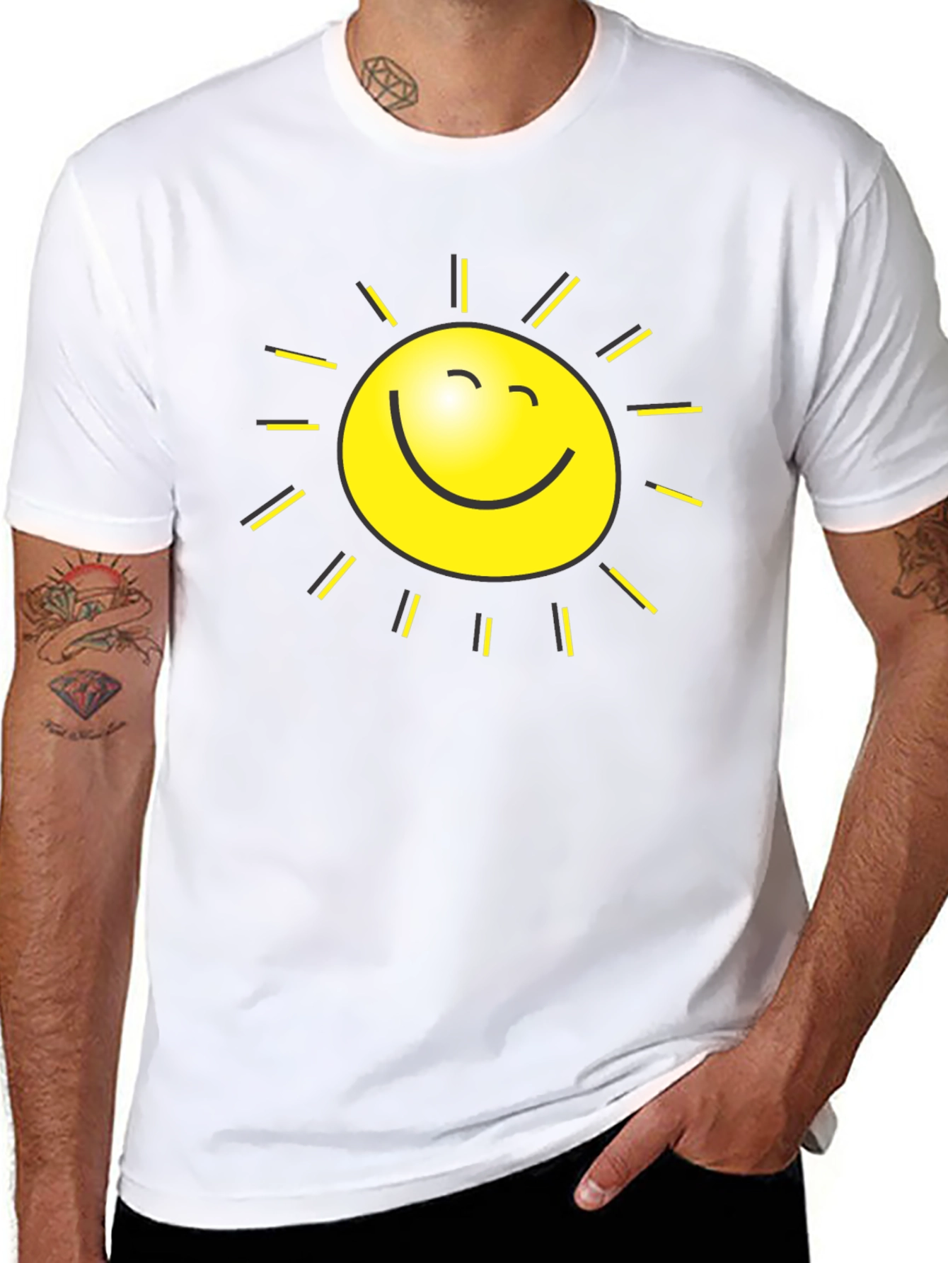 Happy Sun Graphic Tee - Black Cotton Blend
