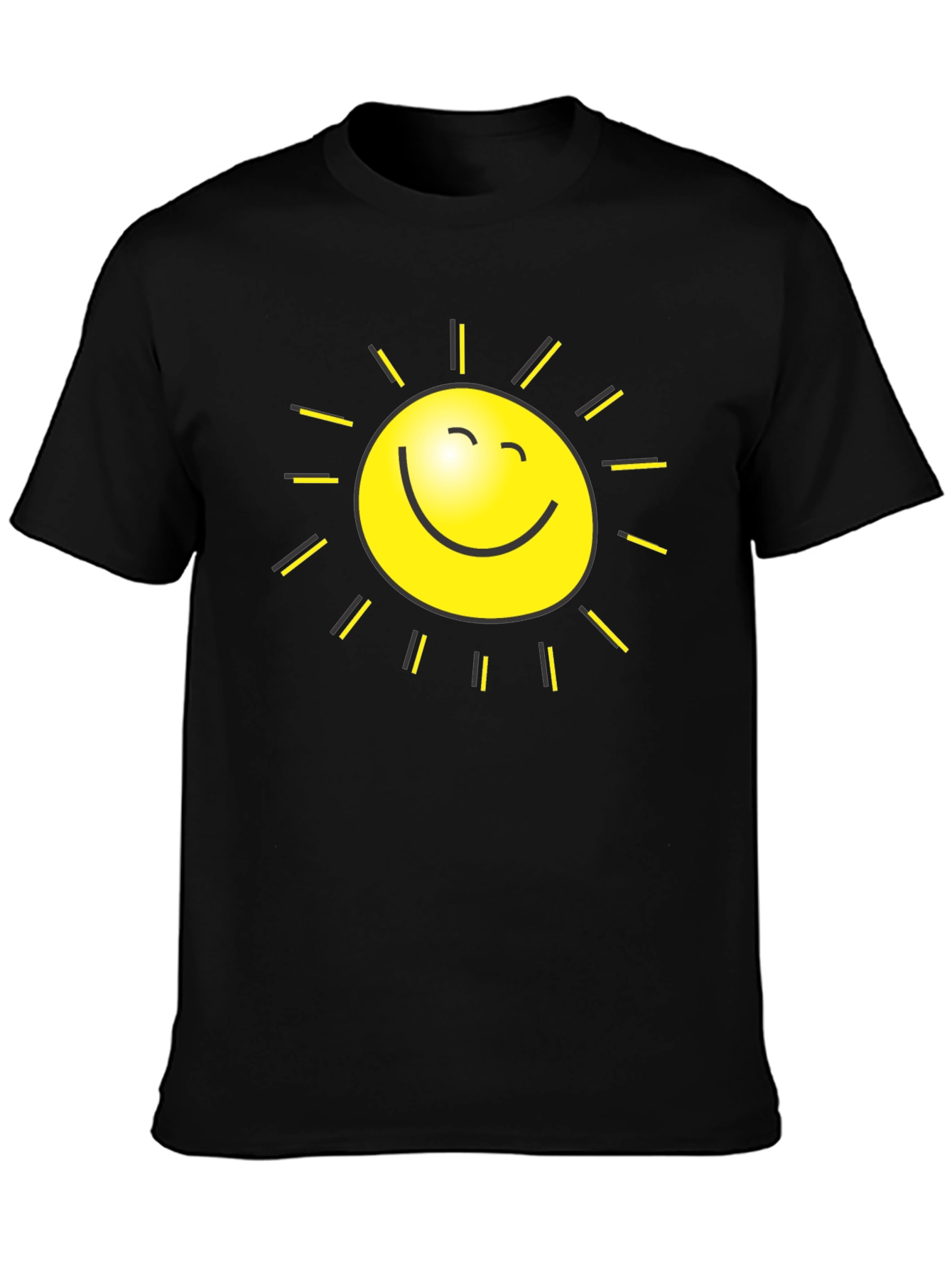 Happy Sun Graphic Tee - Black Cotton Blend