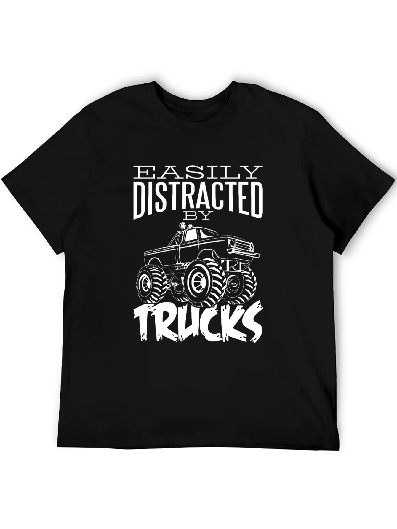 Easily Distracted by Trucks Black Graphic T-Shirt