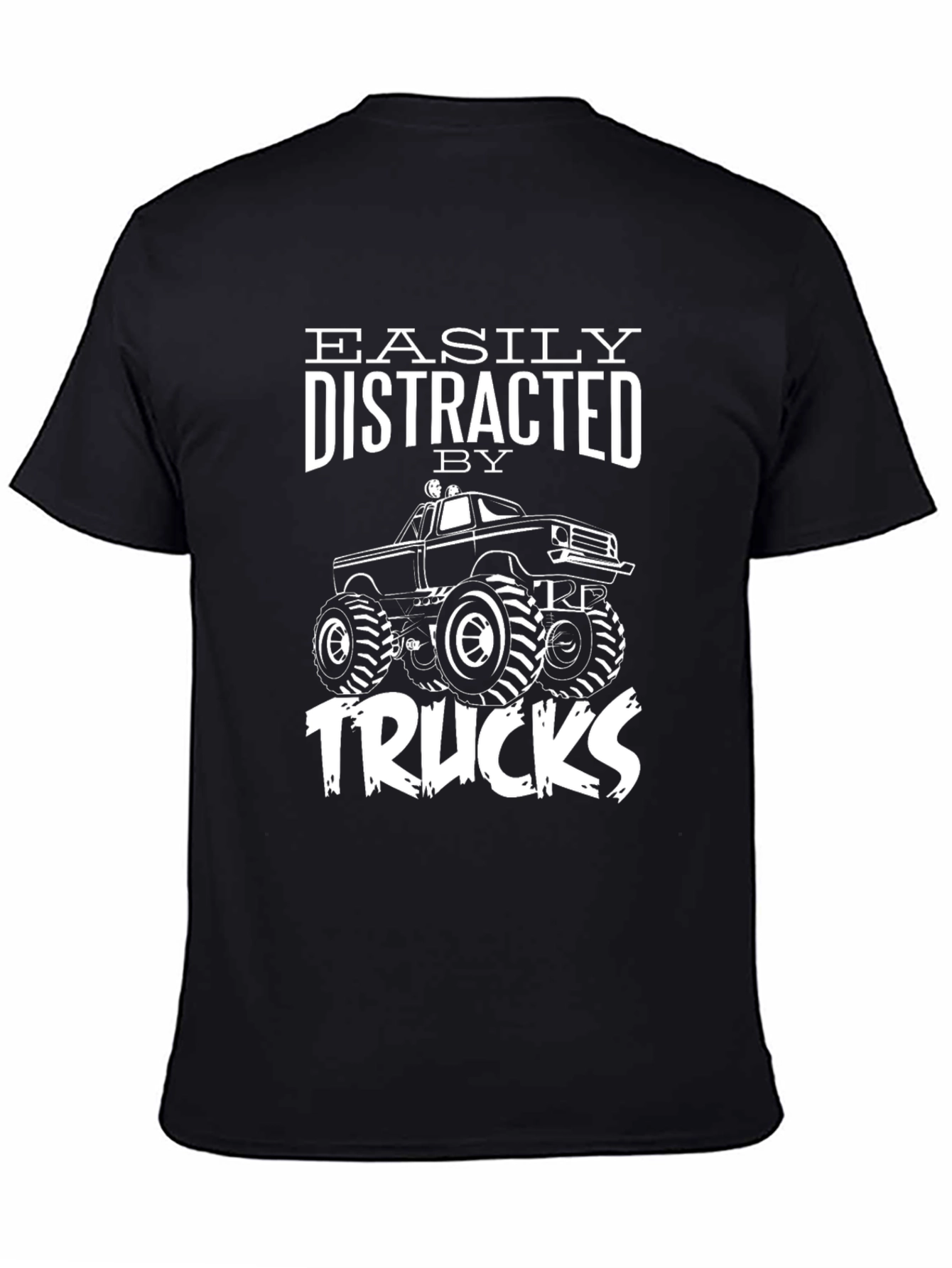 Easily Distracted by Trucks Black Graphic T-Shirt