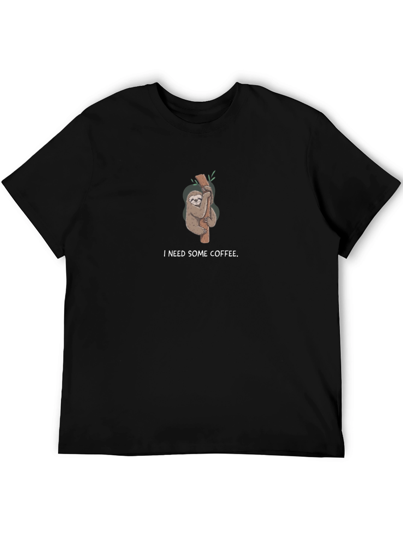 I Need Some Coffee Sloth Black T-Shirt