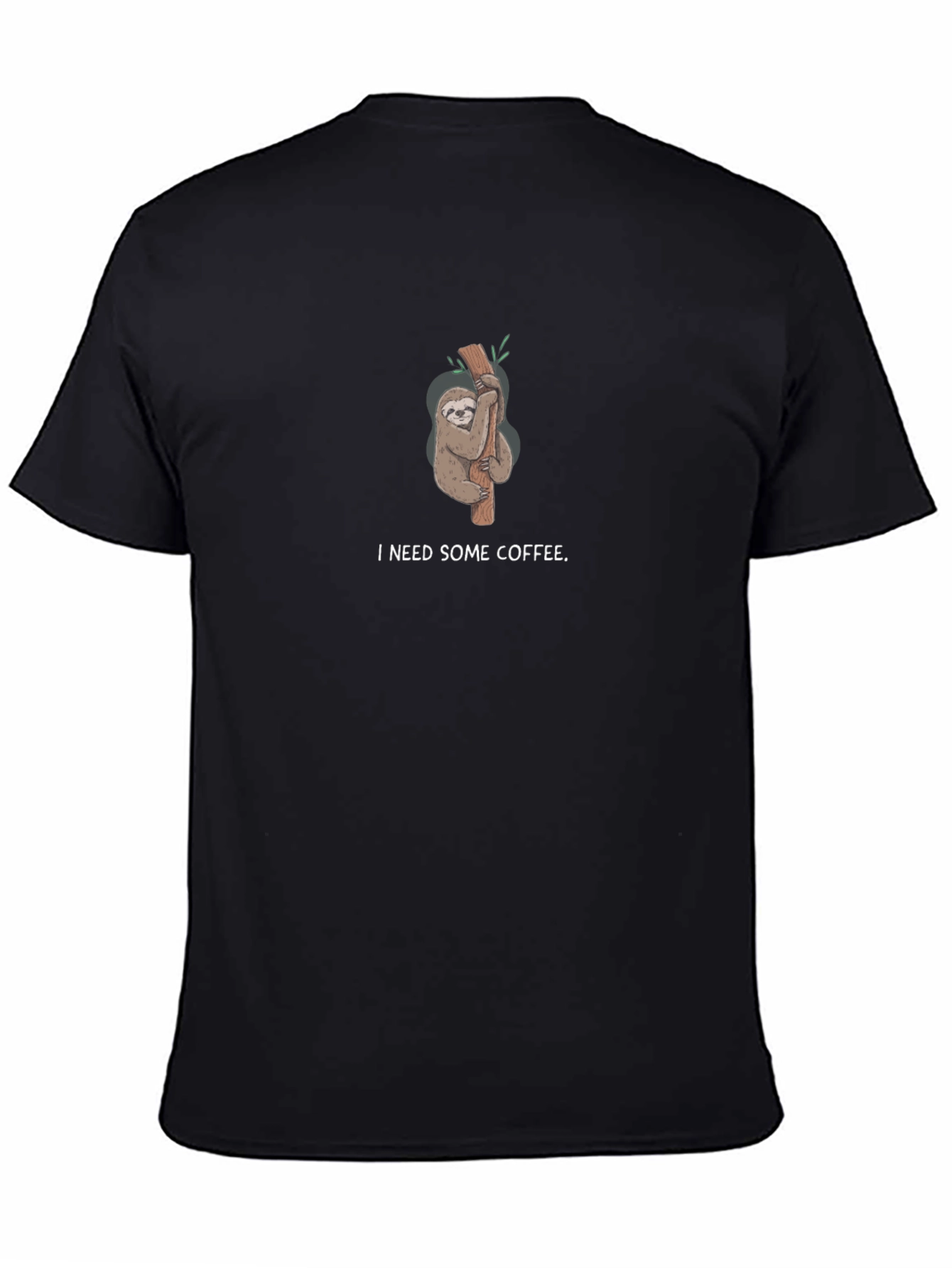 I Need Some Coffee Sloth Black T-Shirt