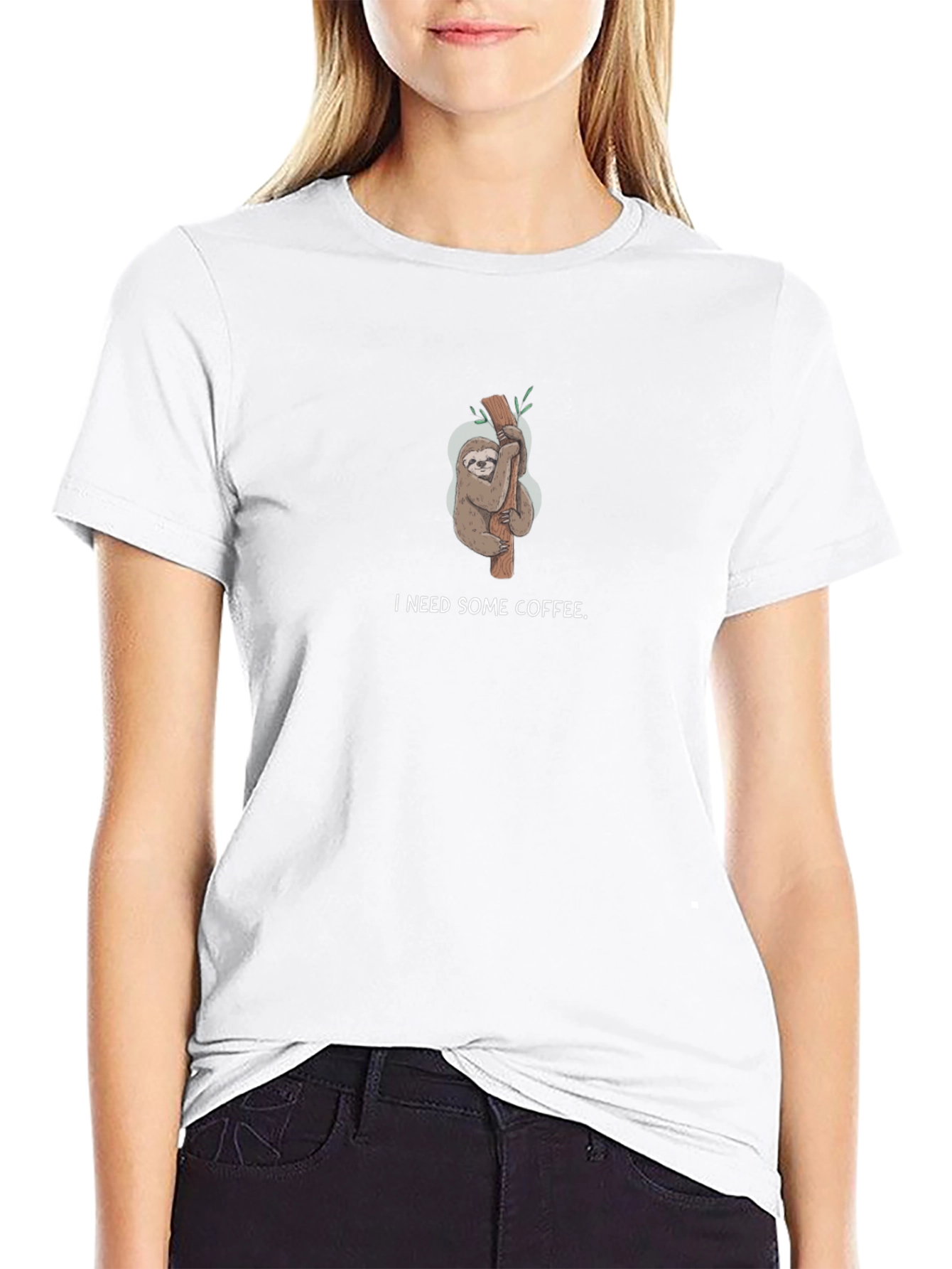 I Need Some Coffee Sloth Black T-Shirt