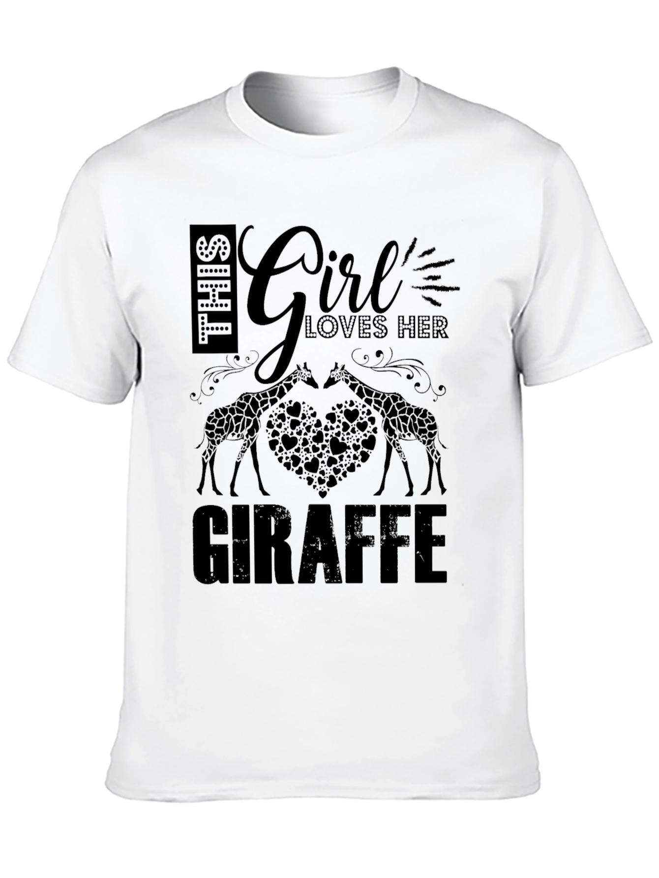 Girl Loves Giraffe Black T-Shirt