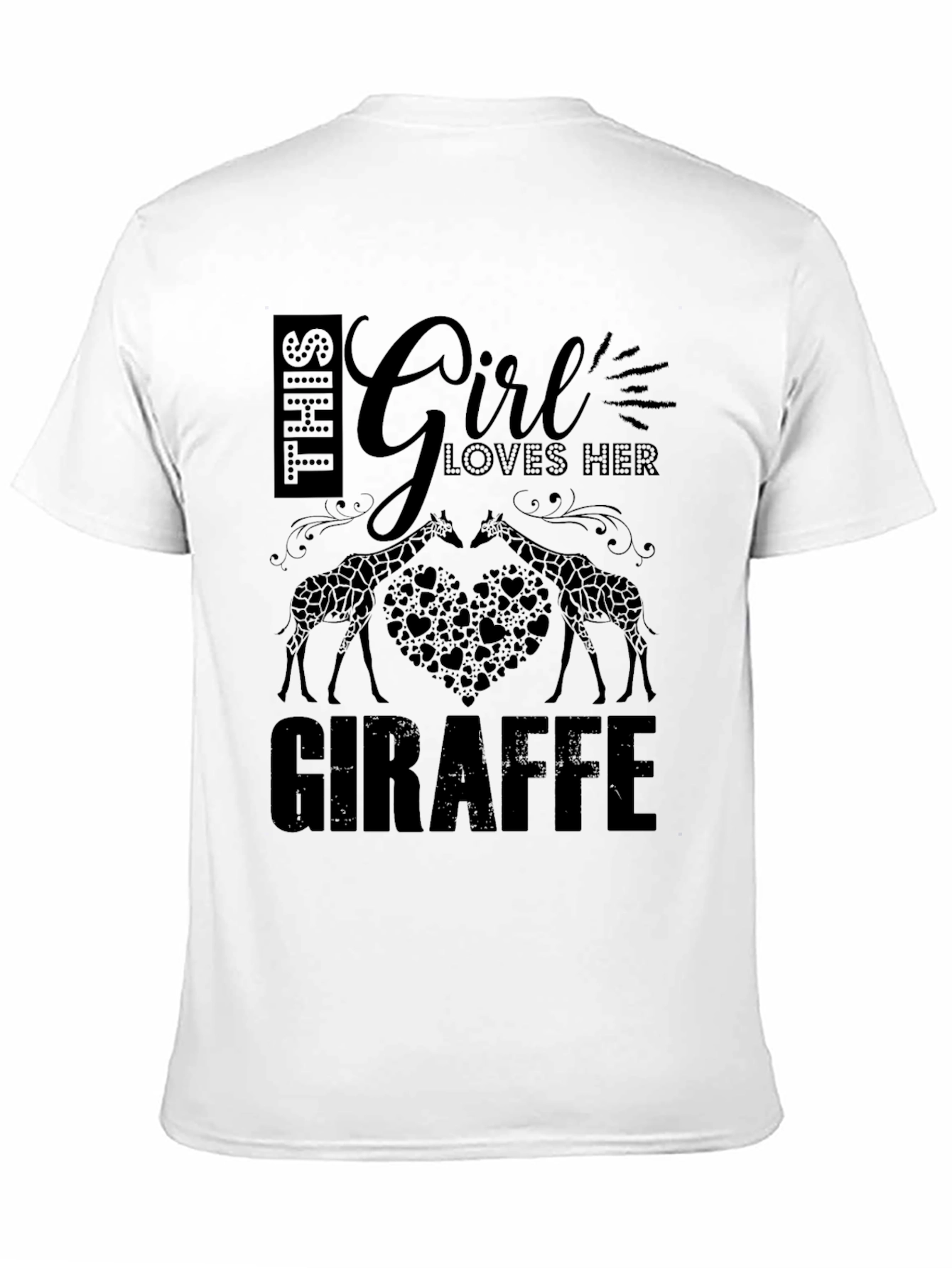 Girl Loves Giraffe Black T-Shirt