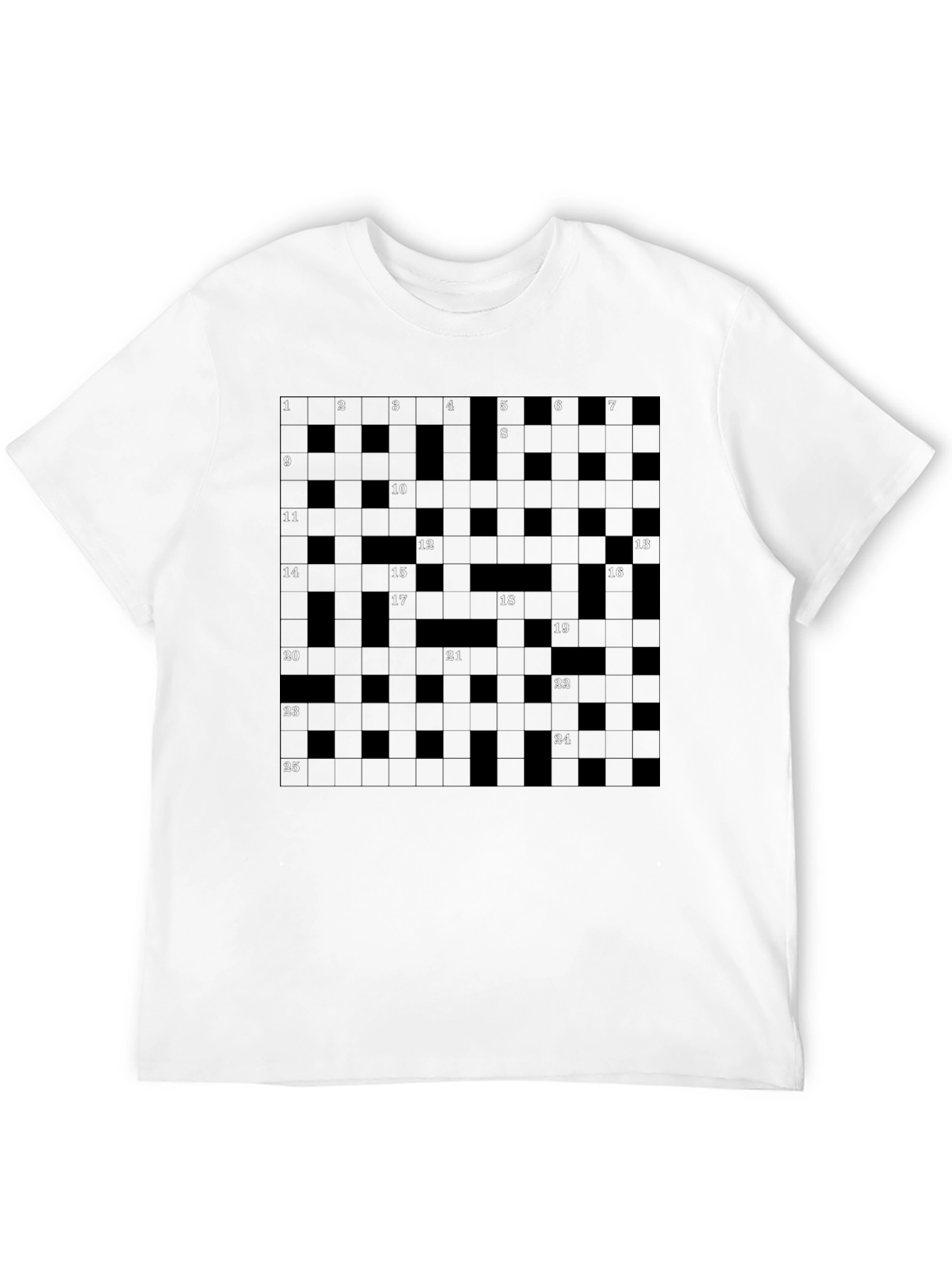 Crossword Puzzle Graphic T-Shirt - Casual Wear