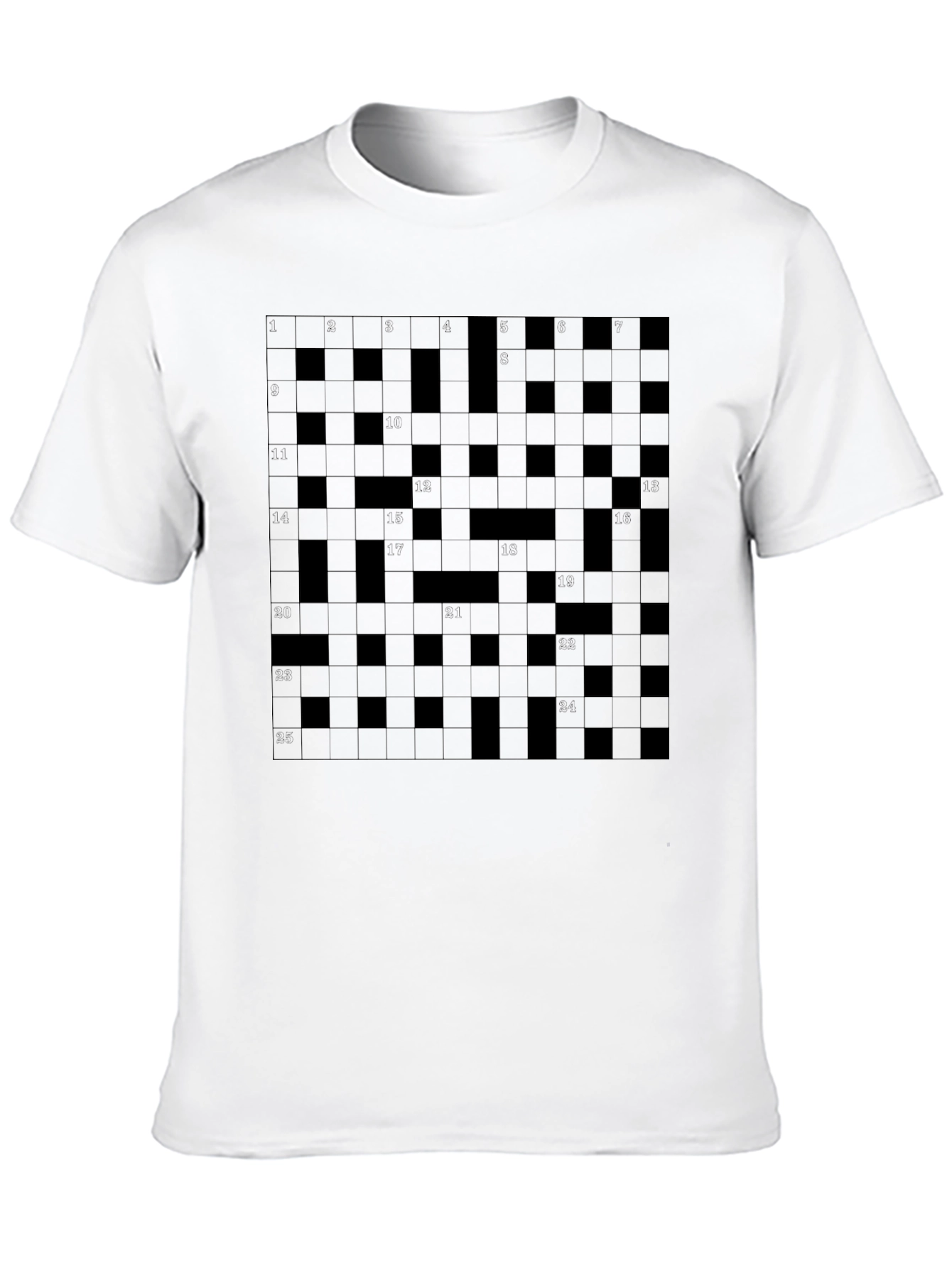 Crossword Puzzle Graphic T-Shirt - Casual Wear