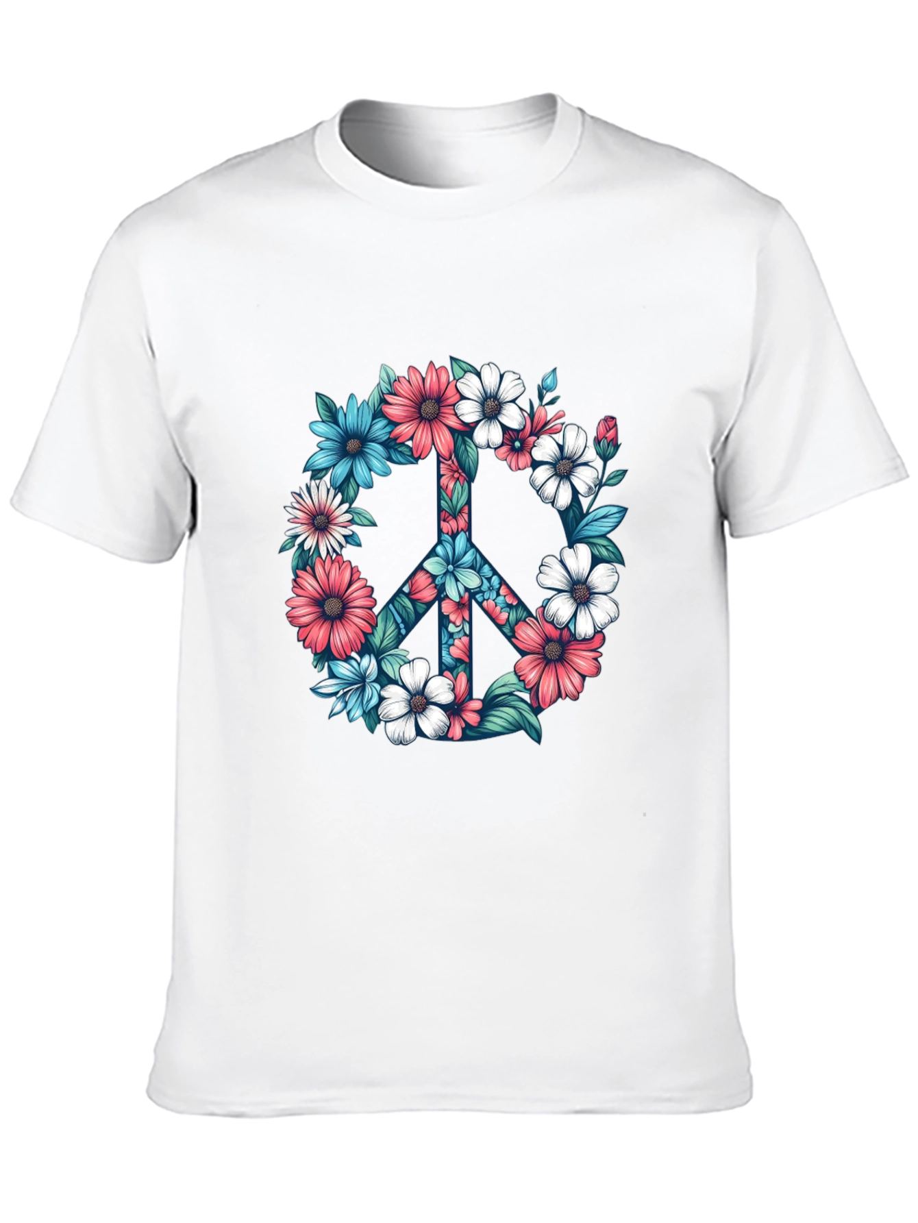 Floral Peace Sign Graphic Tee - Black T-Shirt