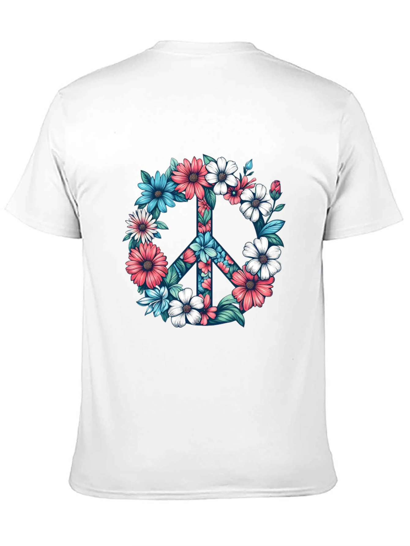 Floral Peace Sign Graphic Tee - Black T-Shirt